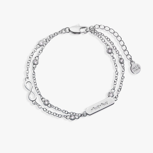 Mama Infinity Adjustable Bracelet Silver