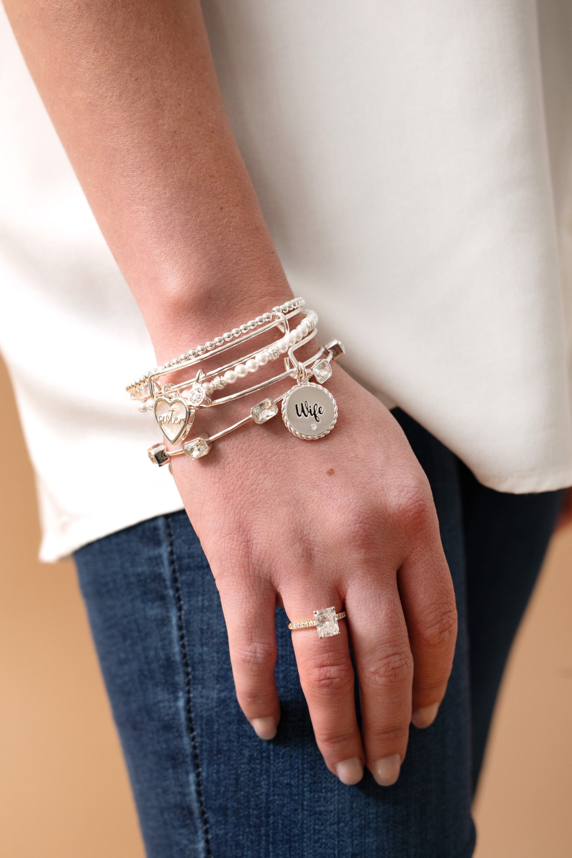 Dot Beaded Bracelet Silver