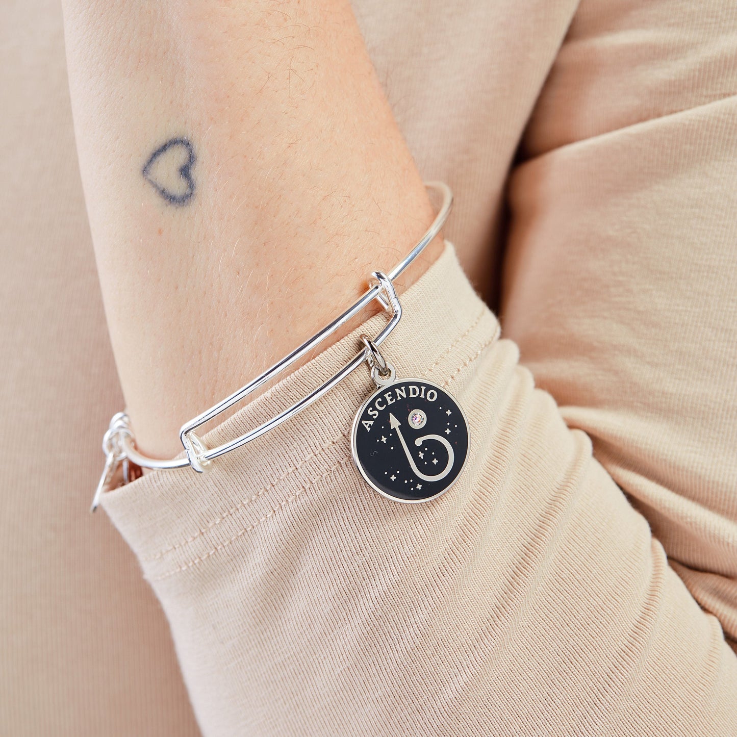 Harry Potter™ 'Ascendio' Charm Bangle Bracelet Shiny Silver