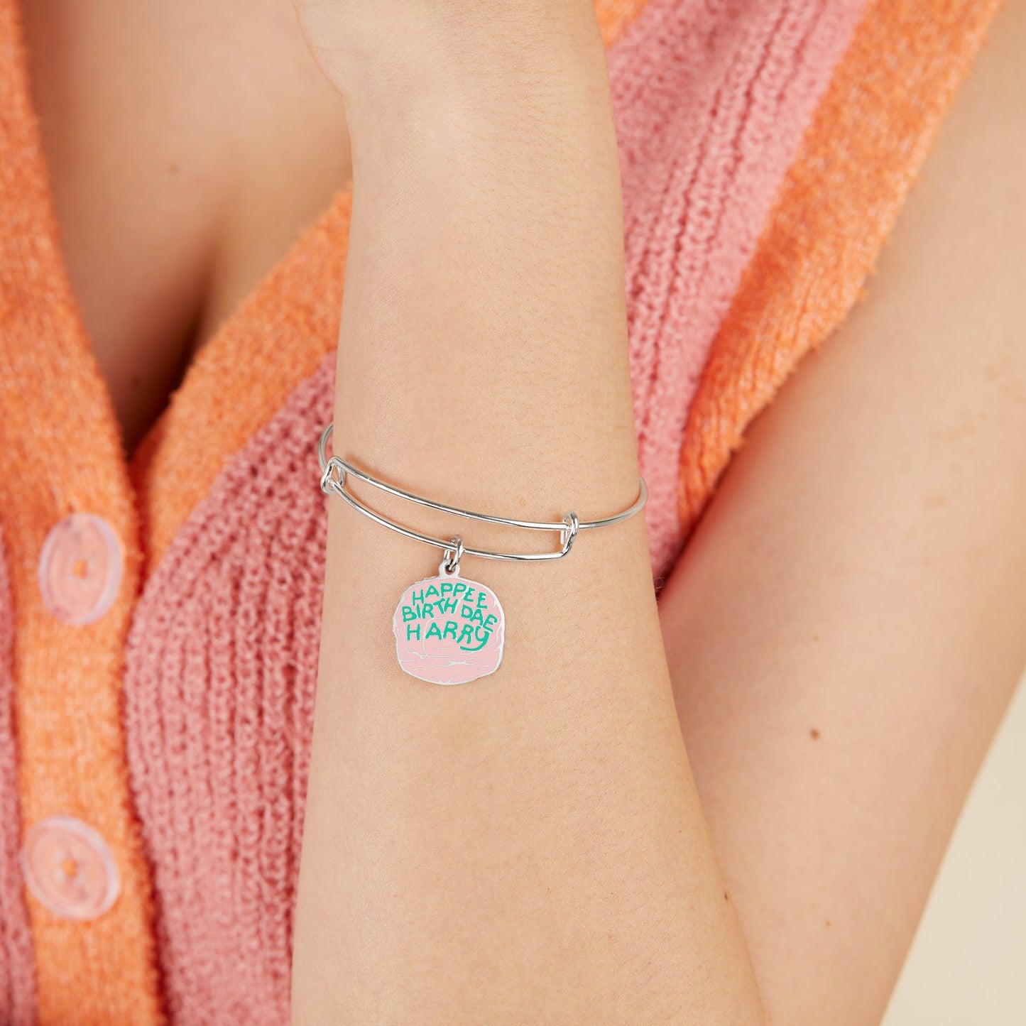 Harry Potter™ Celebrate Cake Charm Bangle Silver