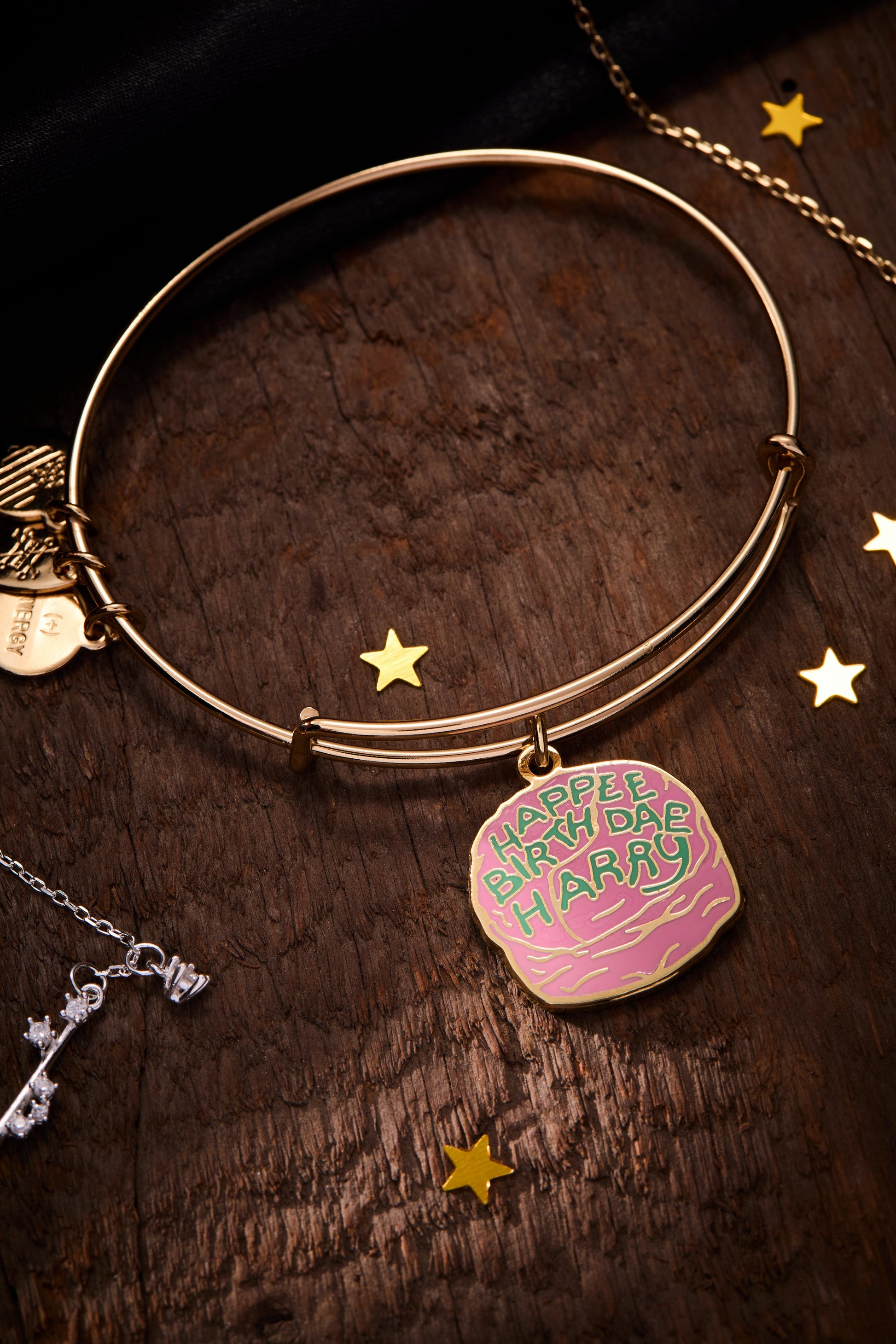 Harry Potter™ Celebrate Cake Charm Bangle Silver