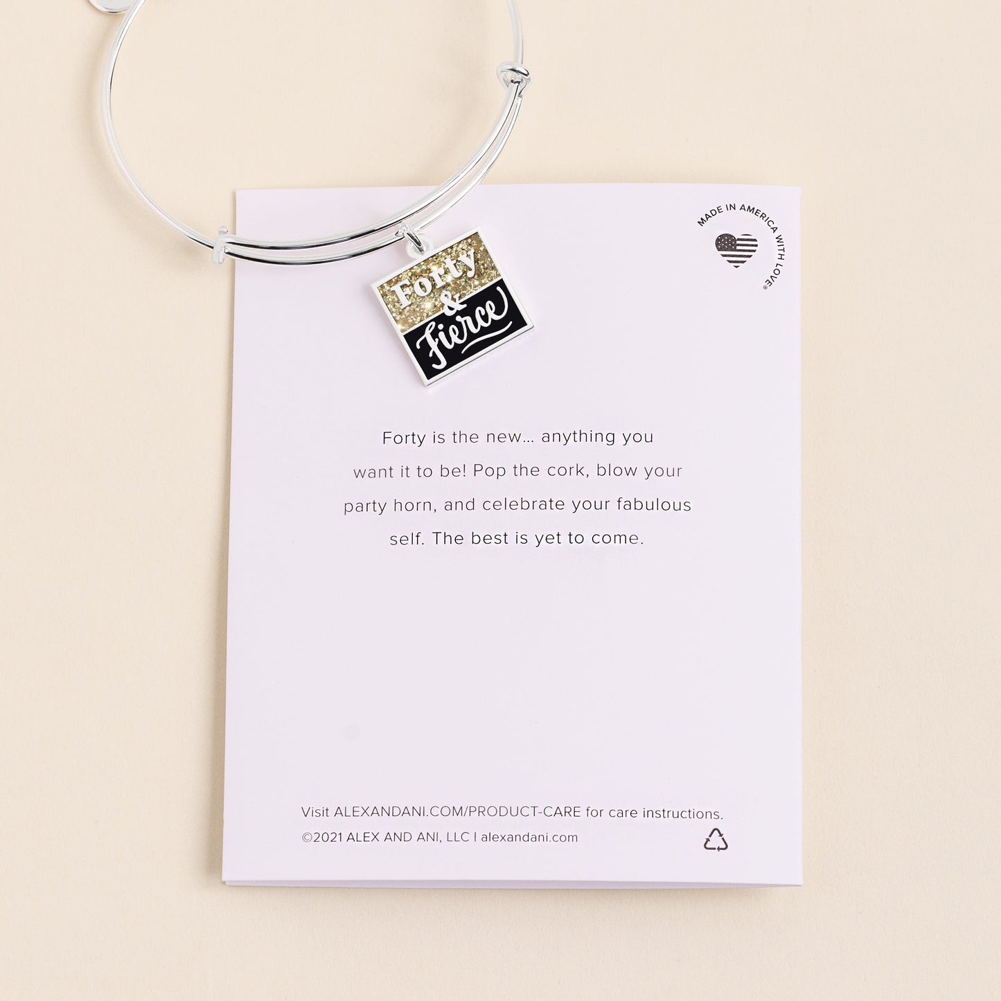 Forty & Fierce Charm Bangle - Alex and Ani Shiny Silver