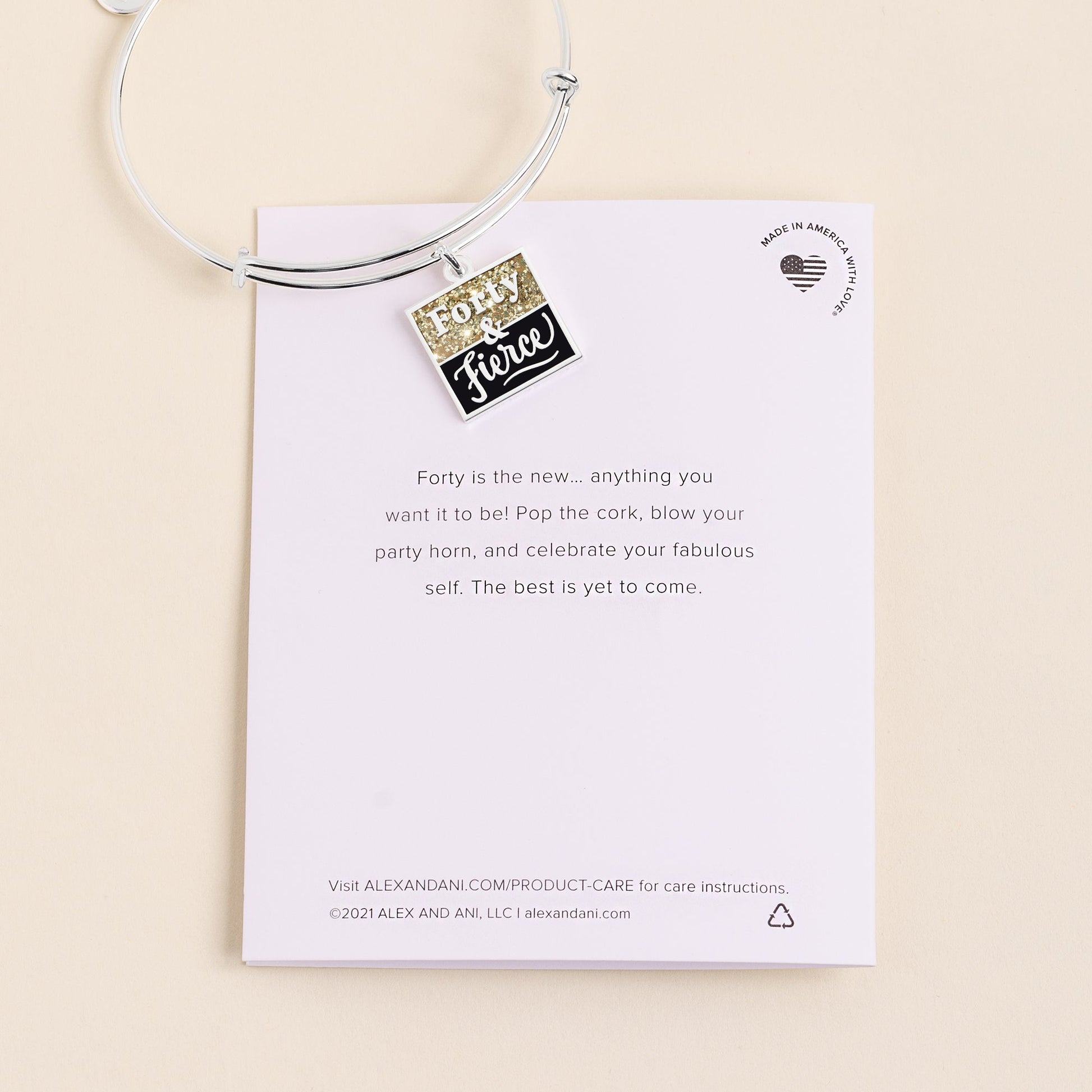 Forty & Fierce Charm Bangle - Alex and Ani Shiny Silver