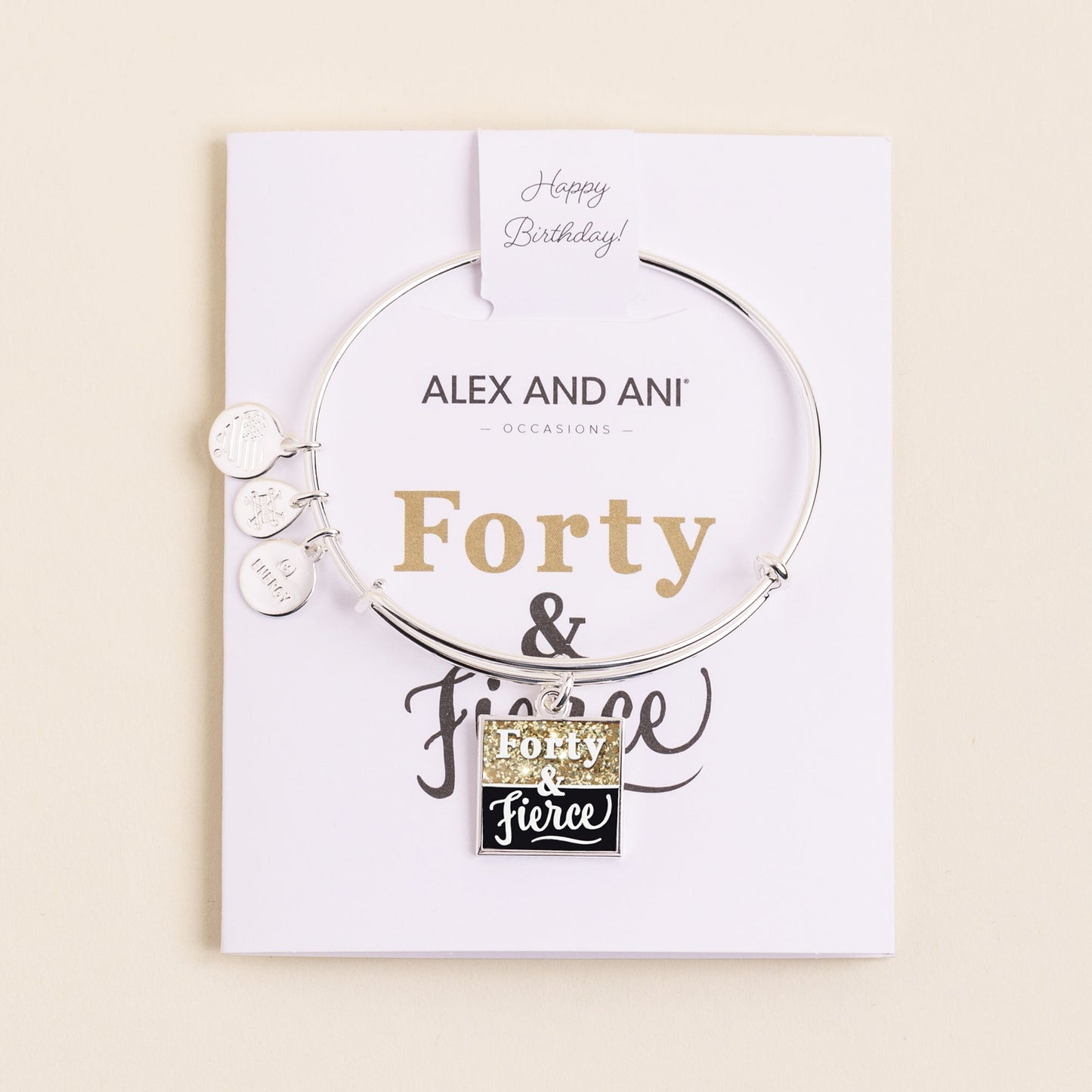 Forty & Fierce Charm Bangle - Alex and Ani Shiny Silver