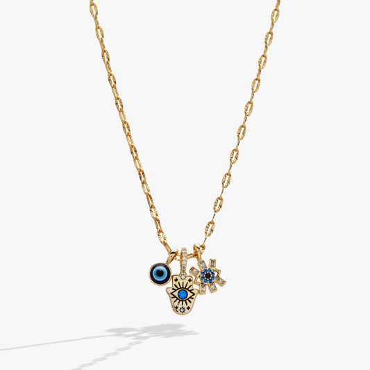 SOM - Evil Eye Triple Charm Necklace Gold