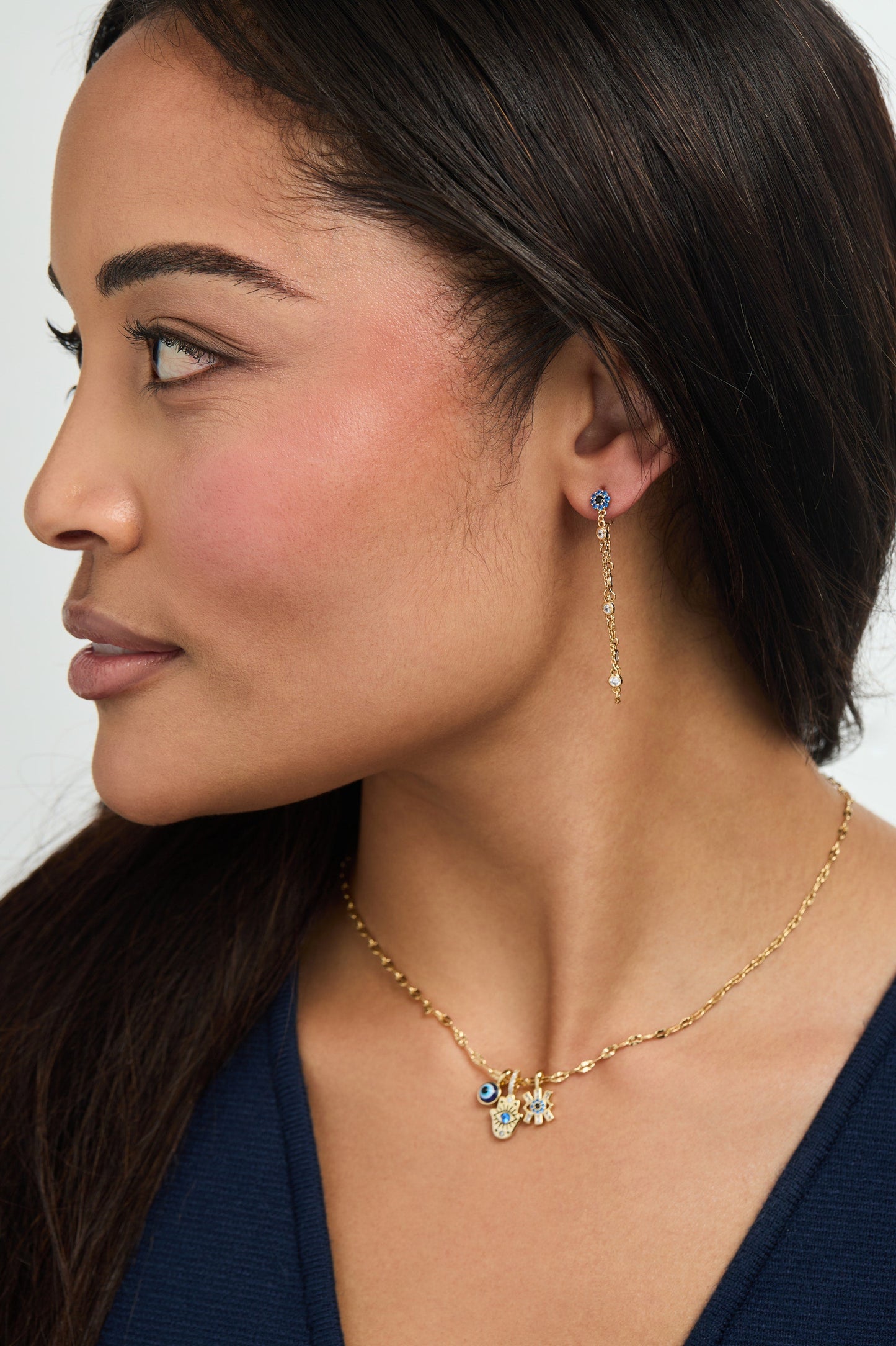 SOM - Evil Eye Triple Charm Necklace Gold