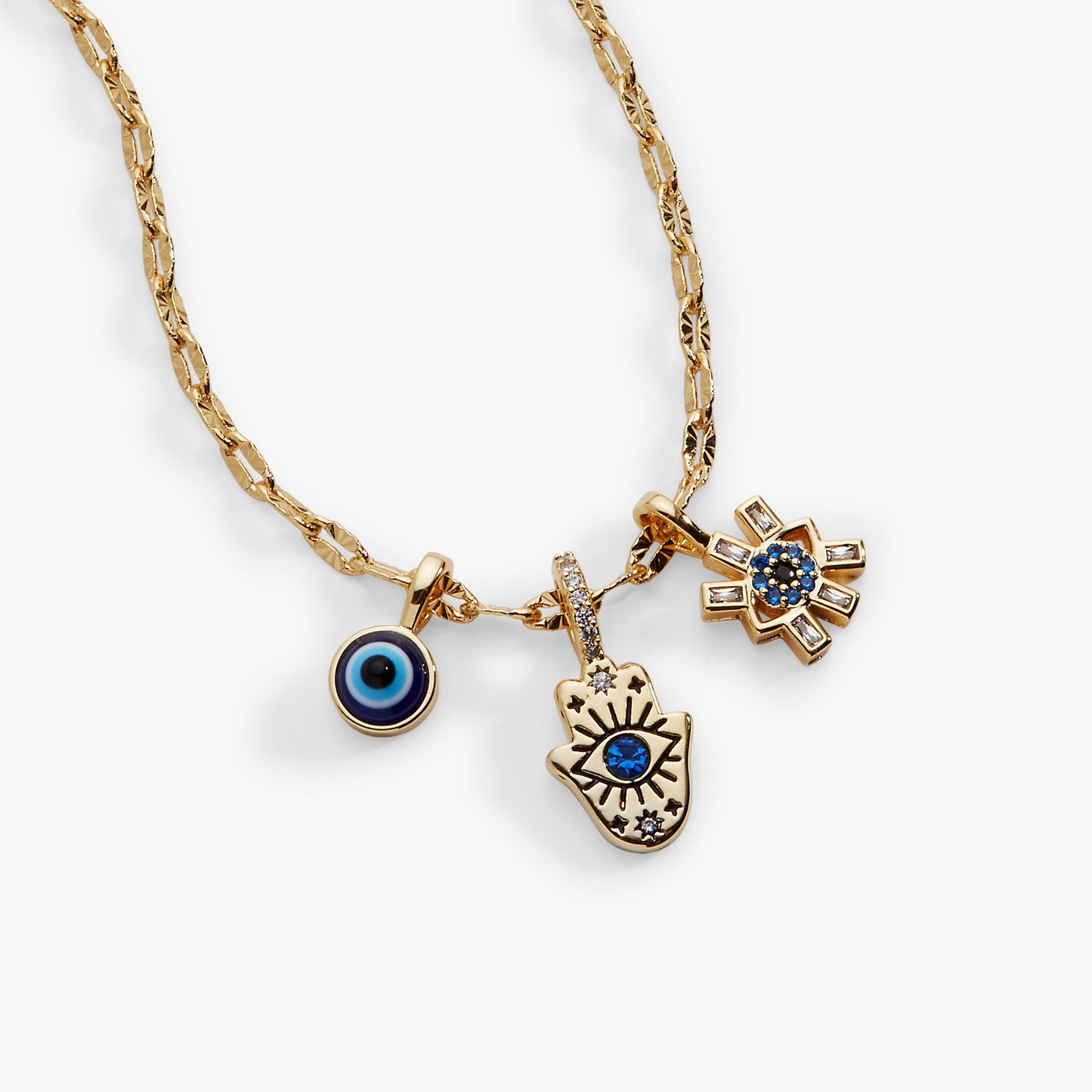 SOM - Evil Eye Triple Charm Necklace Gold