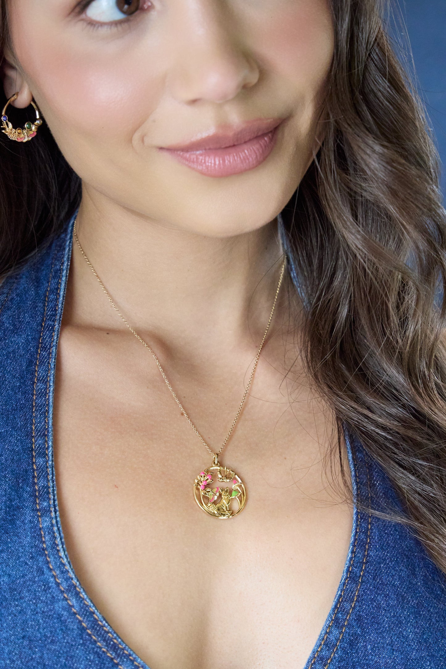 Mixed Woodland Pendant Necklace Gold