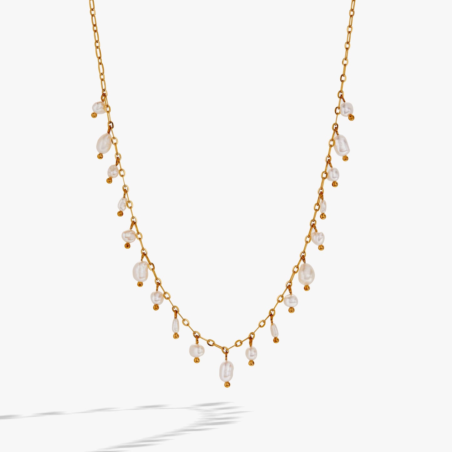 Freshwater Pearl Necklace Stainless Steel Gold