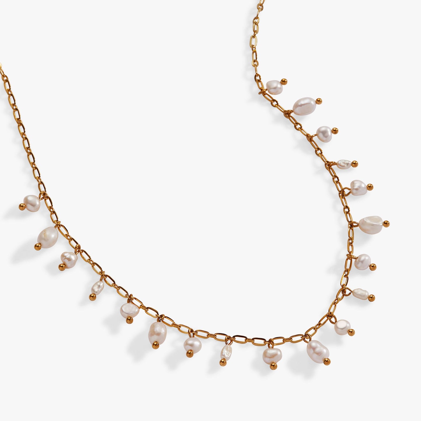 Freshwater Pearl Necklace Stainless Steel Gold
