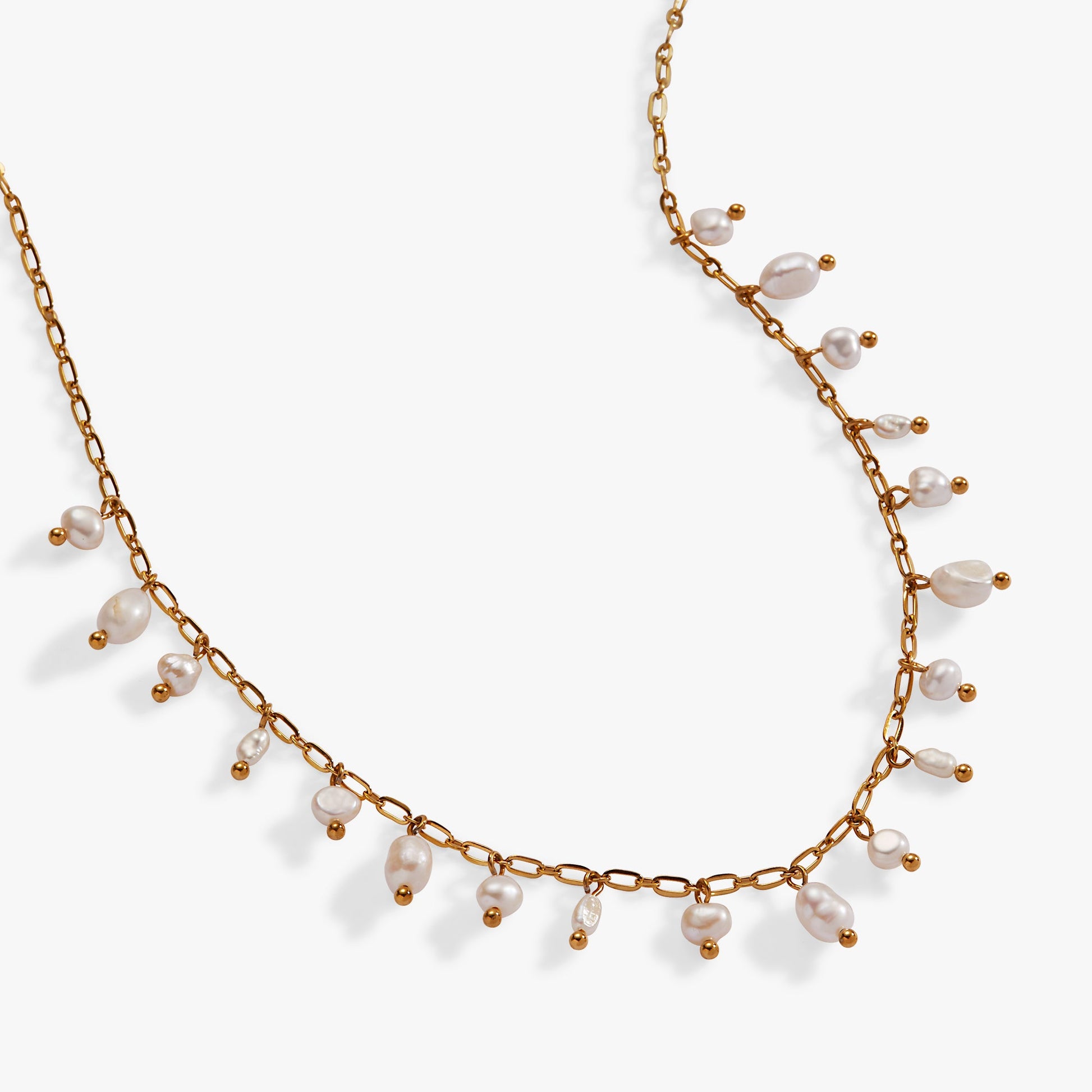 Freshwater Pearl Necklace Stainless Steel Gold
