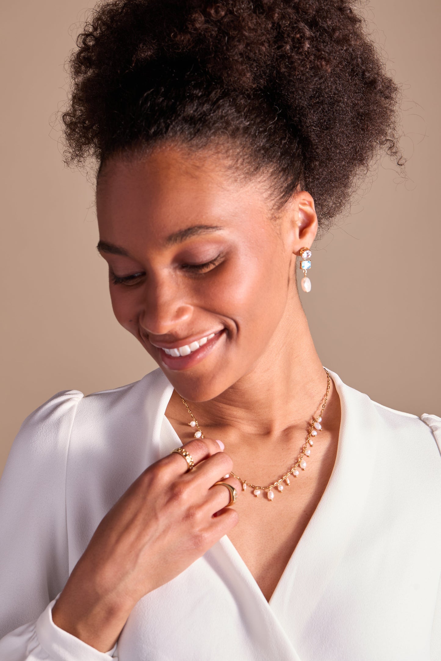 Freshwater Pearl Necklace Stainless Steel Gold