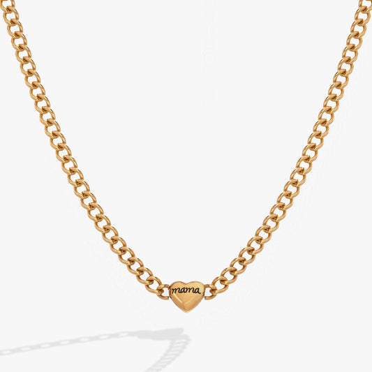 Mama curb chain neck Stainless Steel Gold