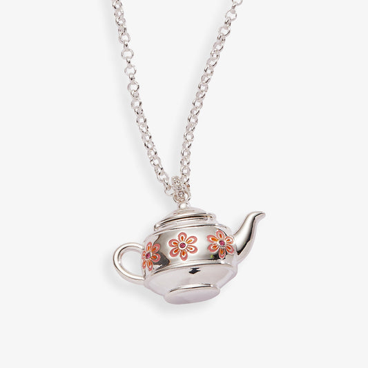 Teapot Locket Necklace Pendant Silver