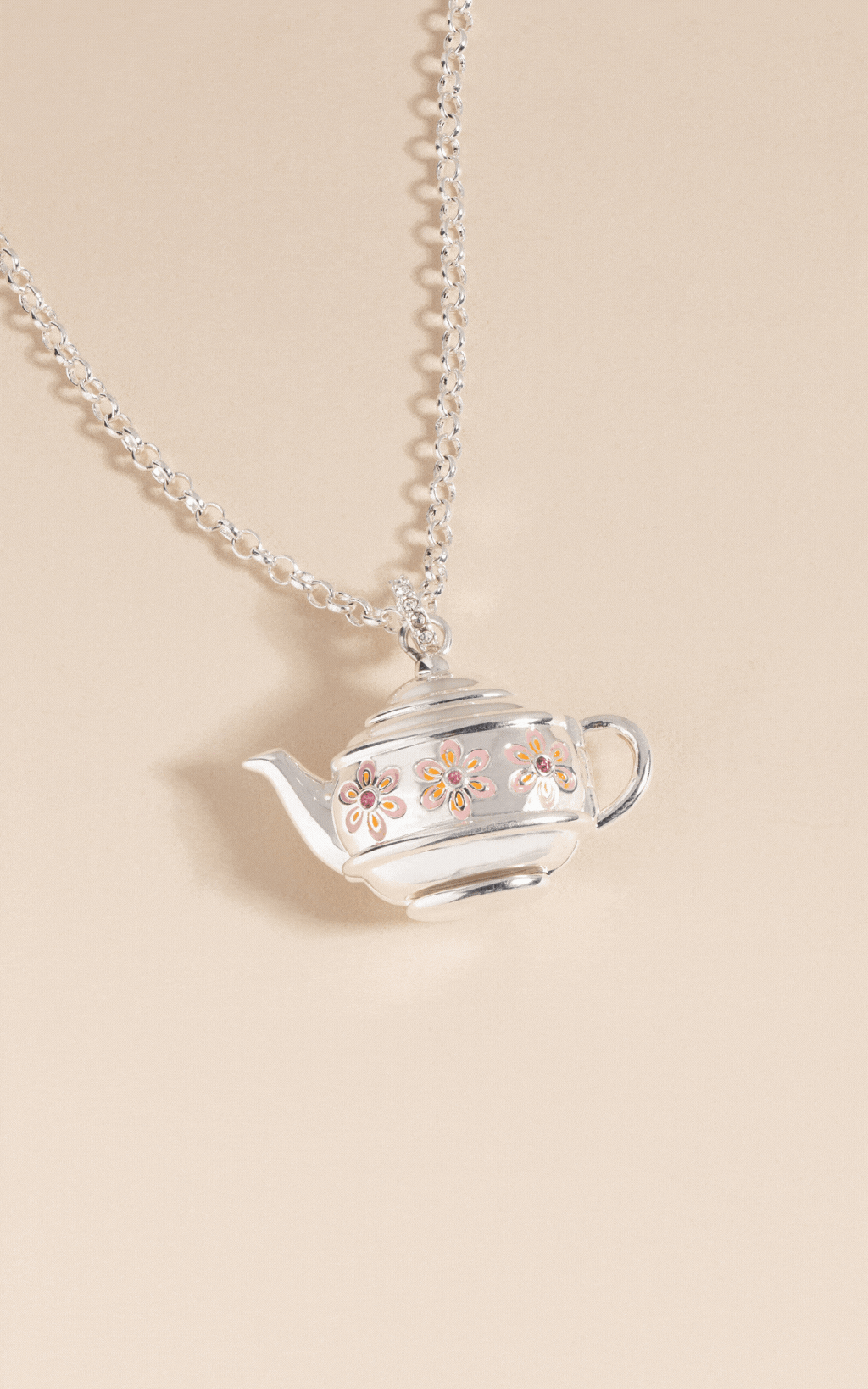 Teapot Locket Necklace Pendant Silver