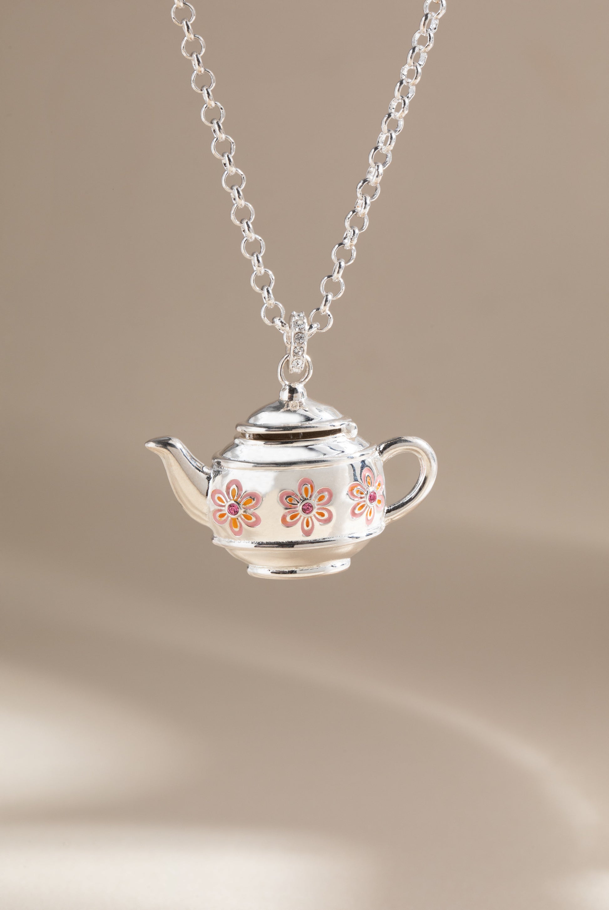 Teapot Locket Necklace Pendant Silver