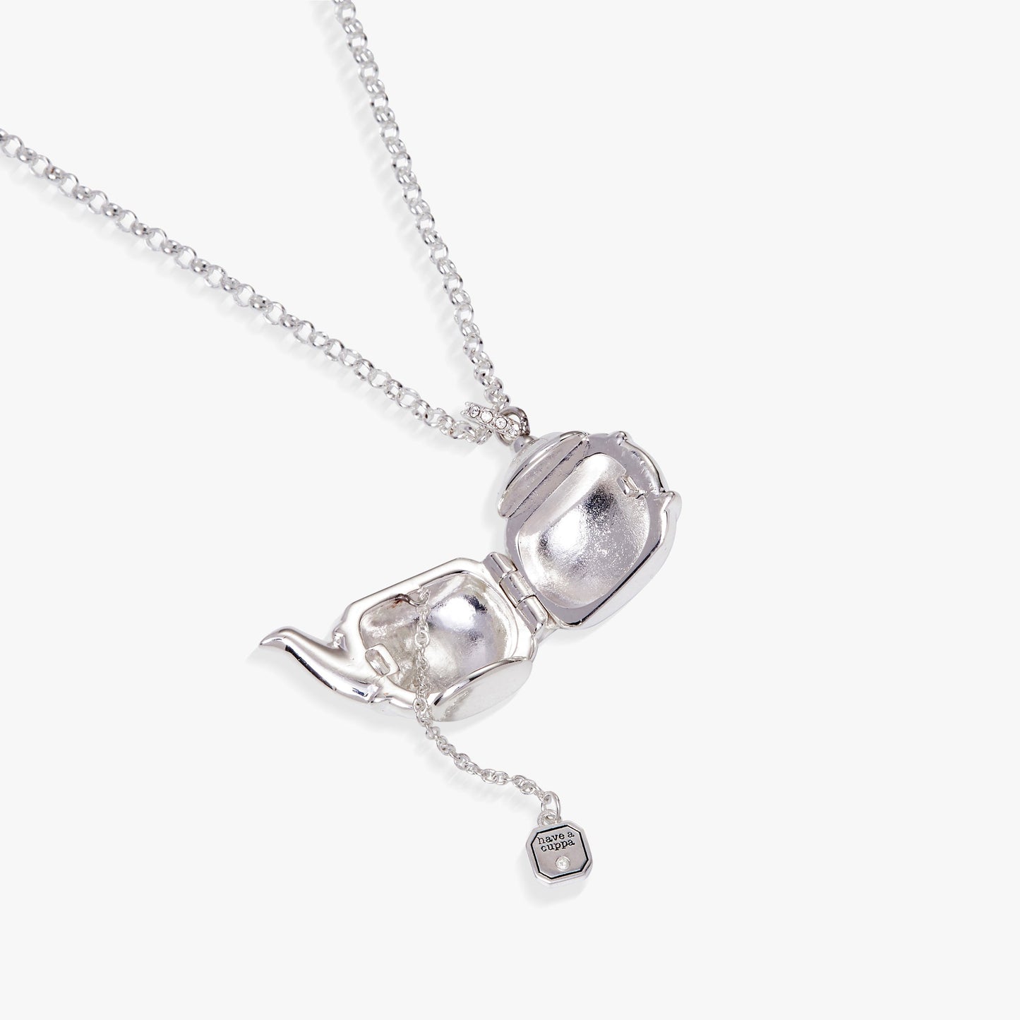 Teapot Locket Necklace Pendant Silver