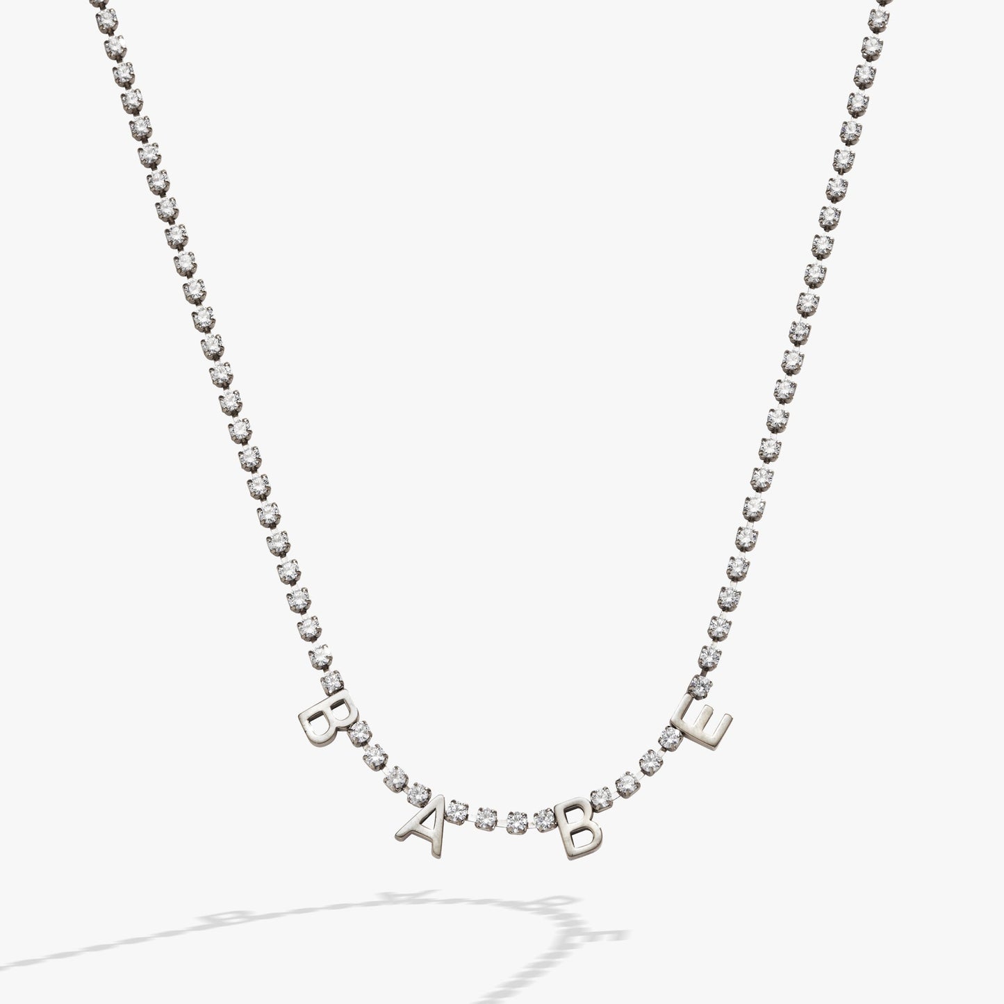 Babe Tennis Chain Necklace Stainless Steel Gold