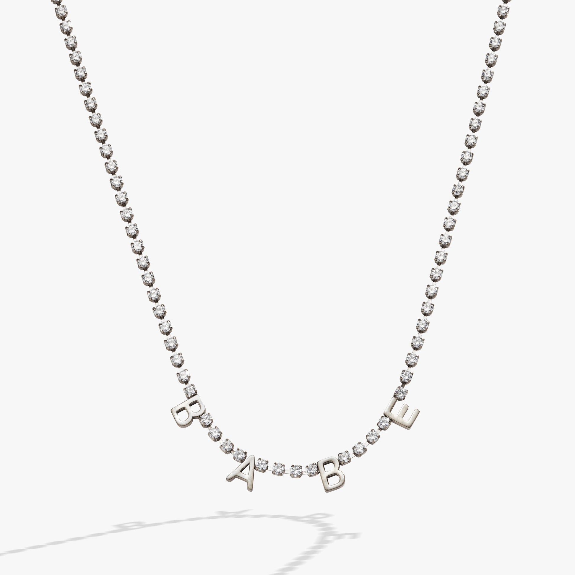 Babe Tennis Chain Necklace Stainless Steel Gold