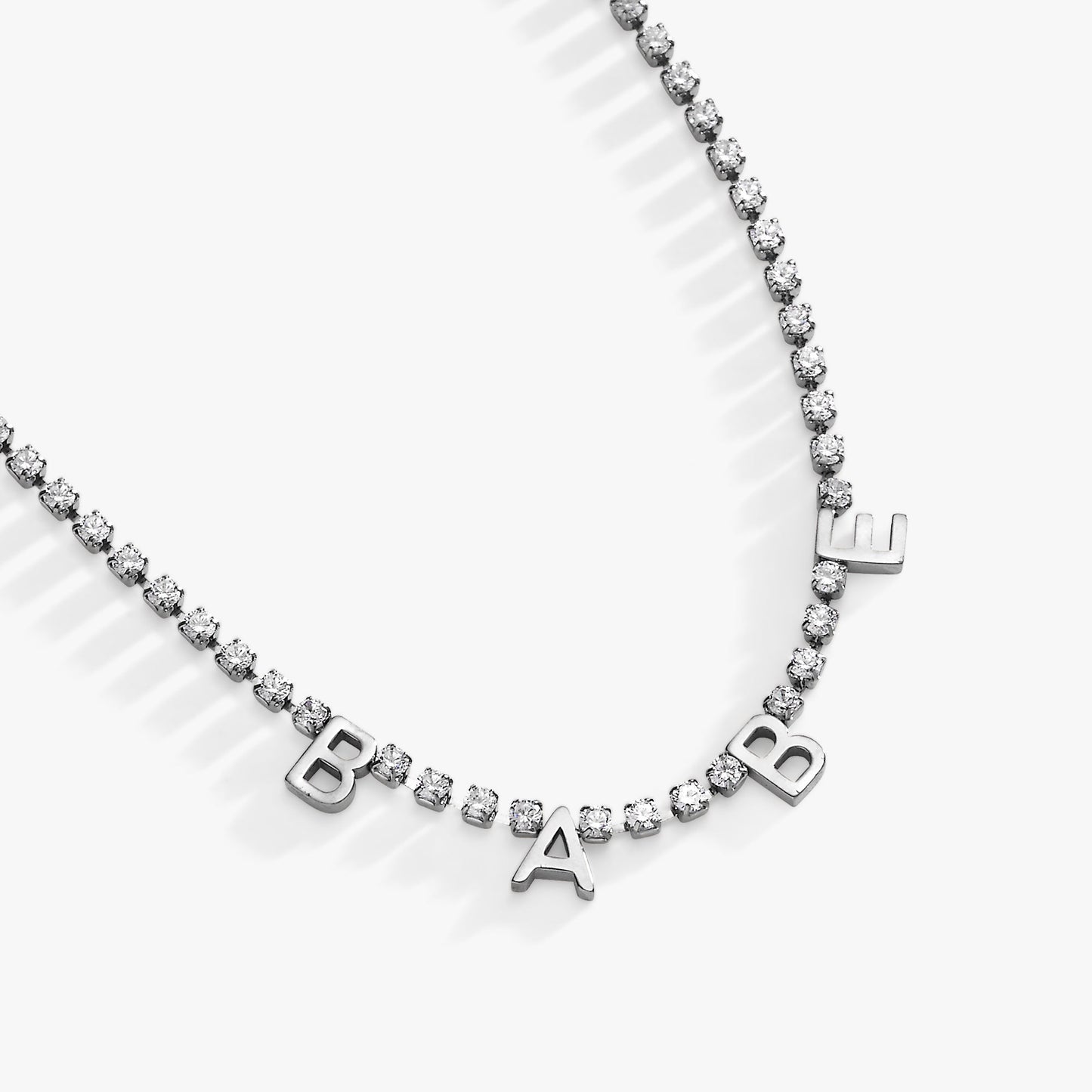 Babe Tennis Chain Necklace Stainless Steel Gold