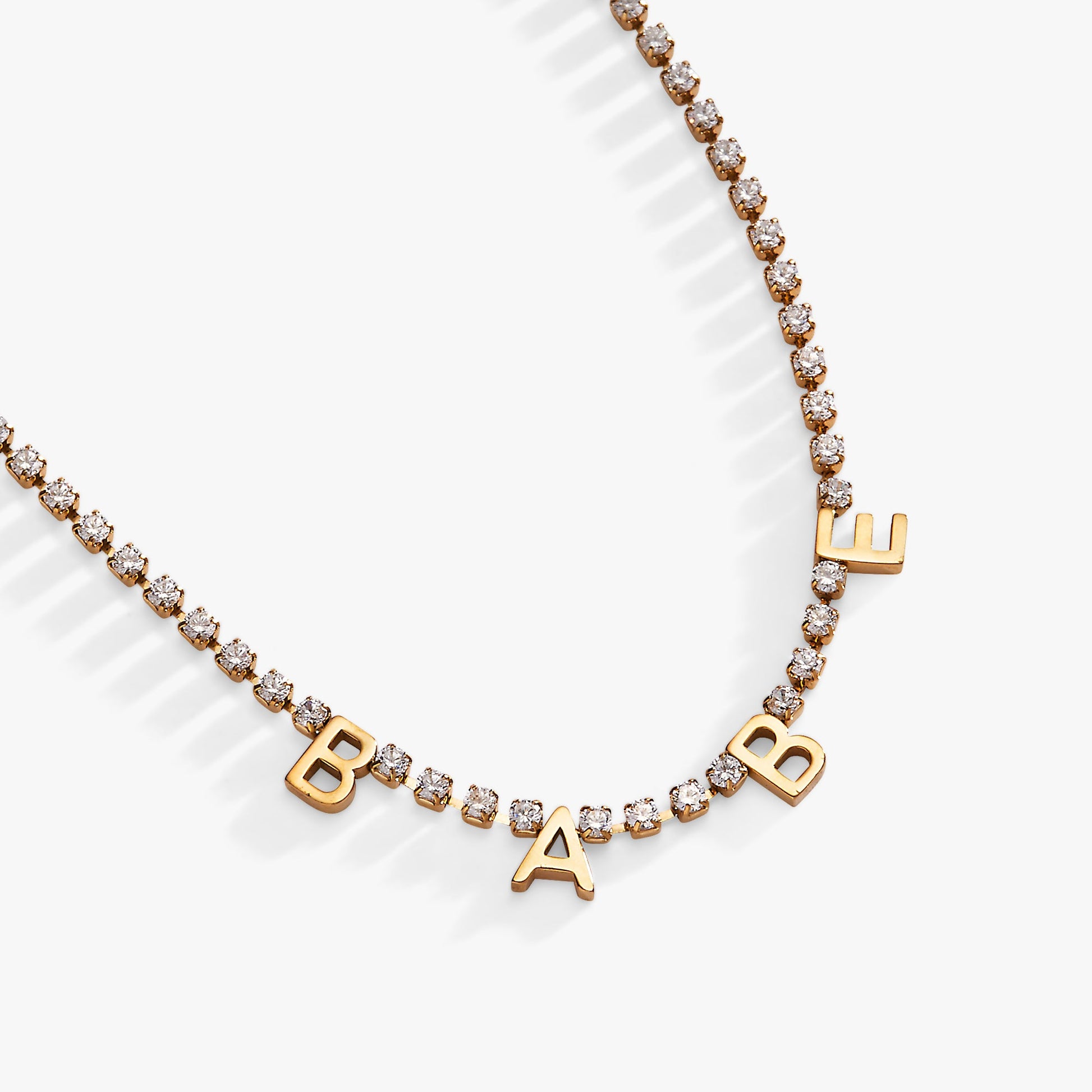 Babe Tennis Chain Necklace Stainless Steel Gold