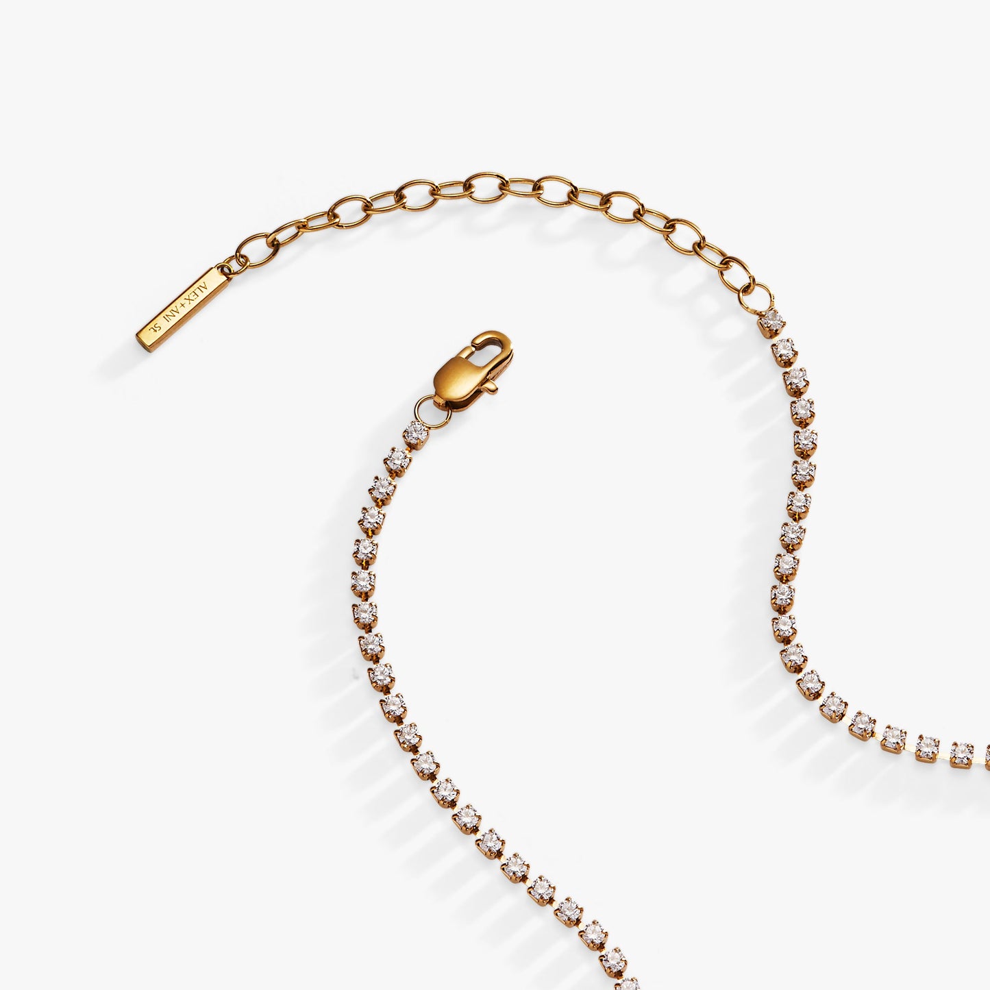 Babe Tennis Chain Necklace Stainless Steel Gold