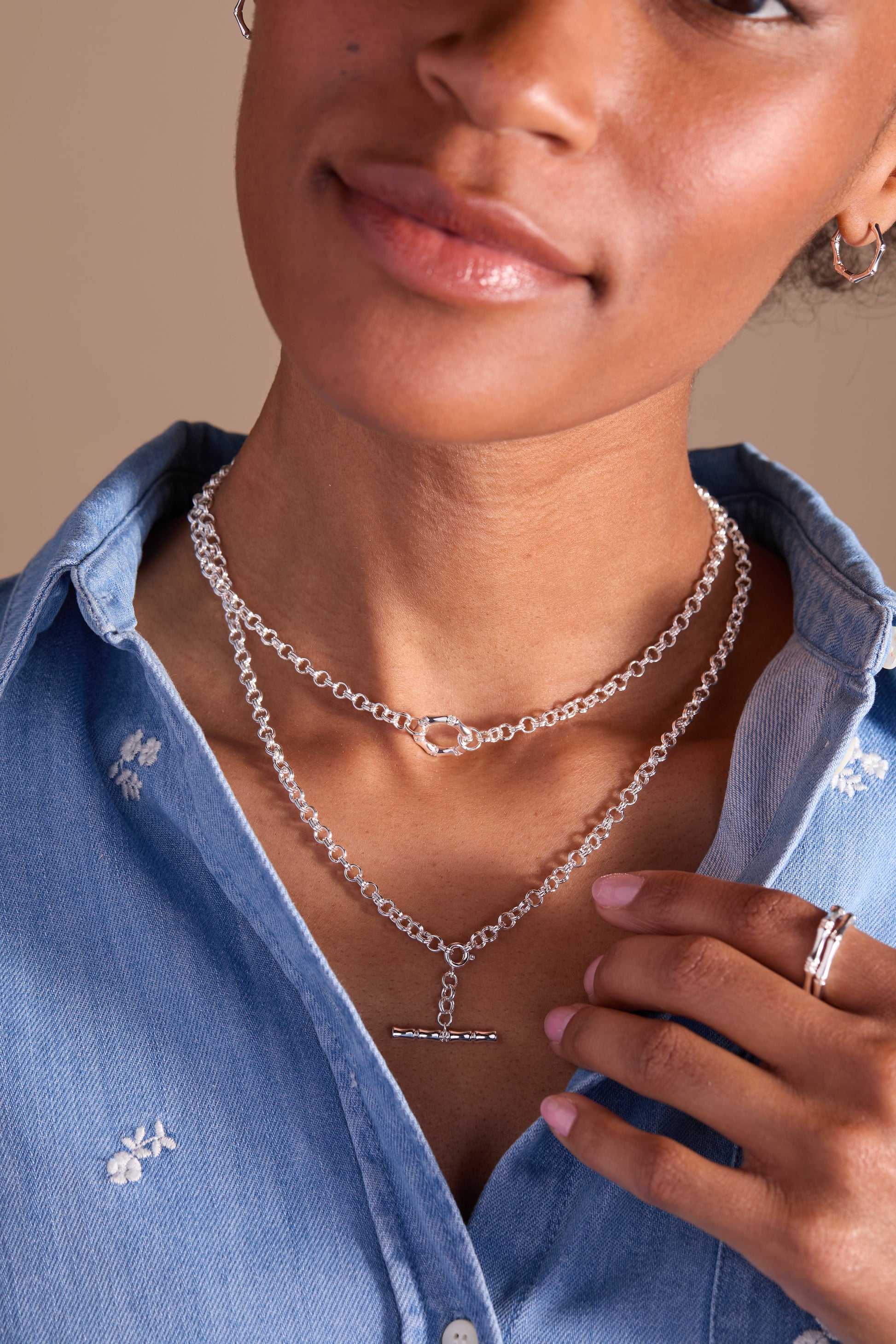 Bamboo Convertible Necklace or Bracelet Silver