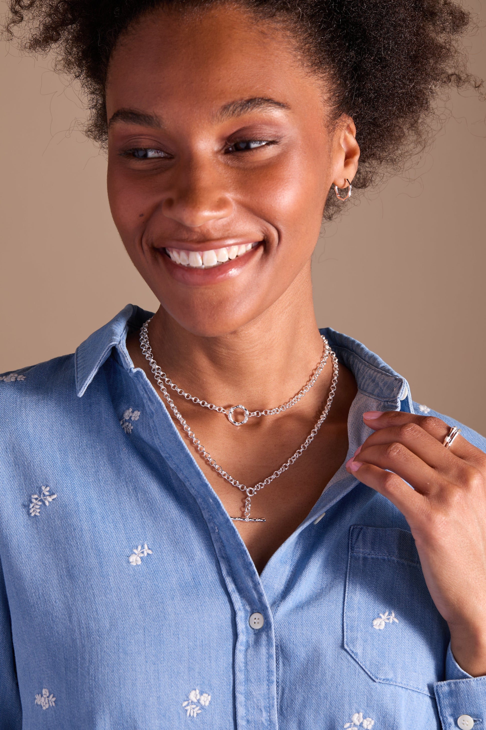 Bamboo Convertible Necklace or Bracelet Silver