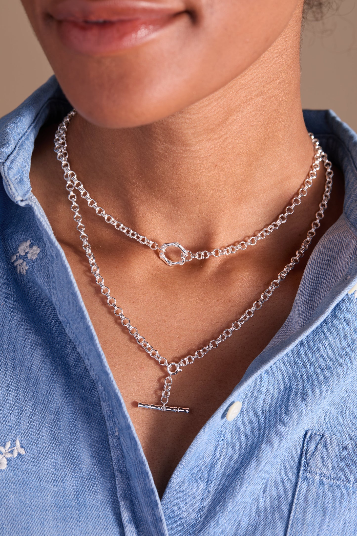 Bamboo Convertible Necklace or Bracelet Silver