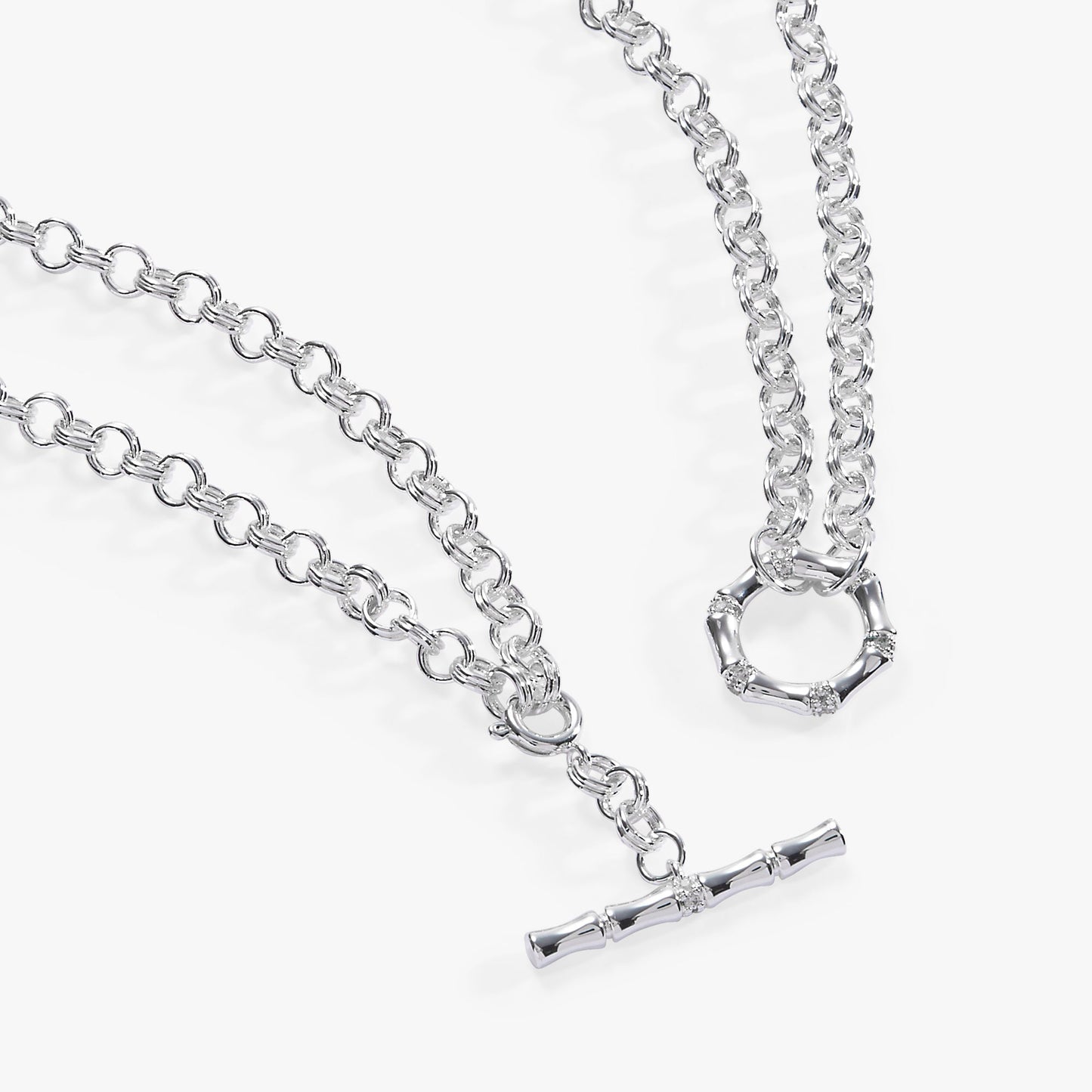Bamboo Convertible Necklace or Bracelet Silver