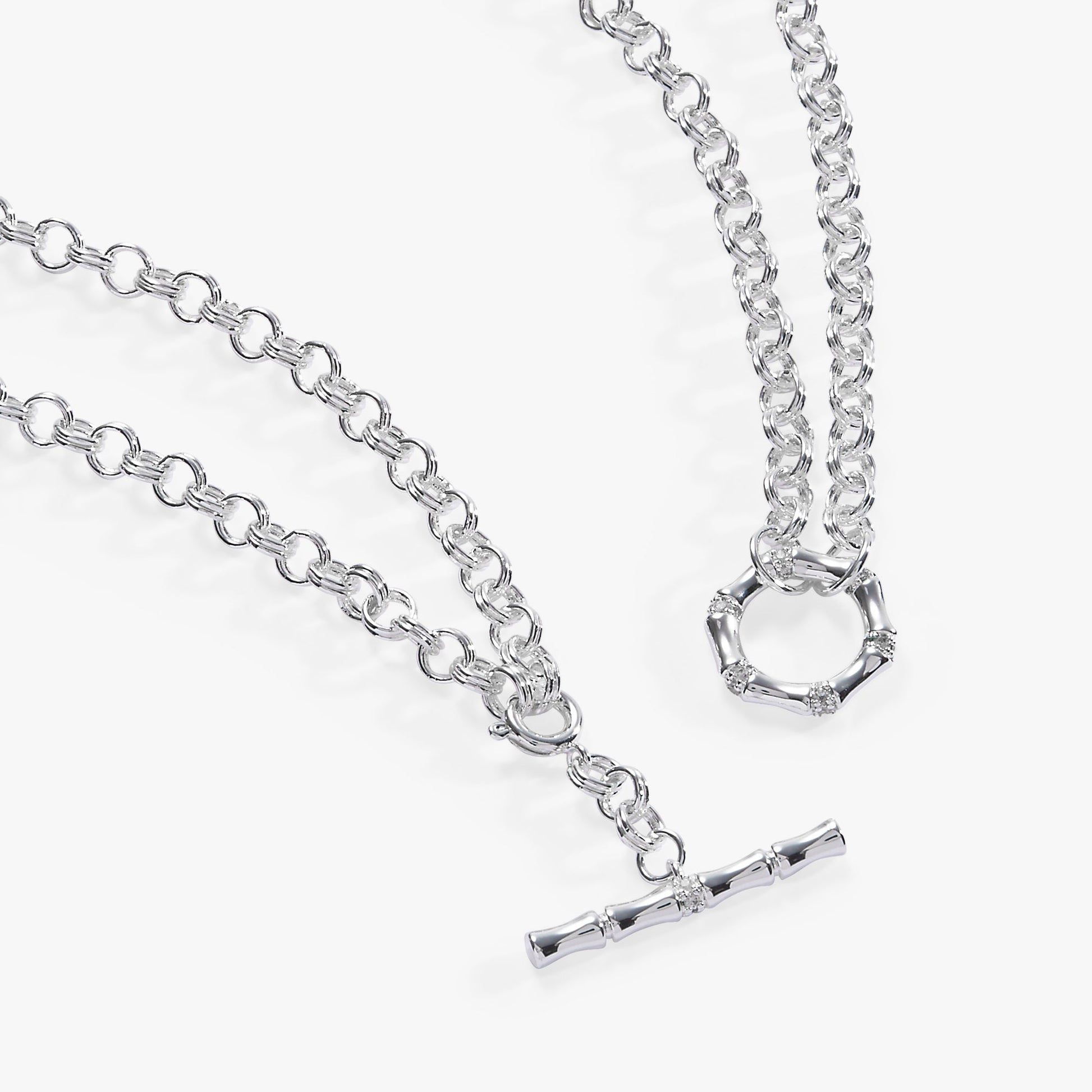 Bamboo Convertible Necklace or Bracelet Silver