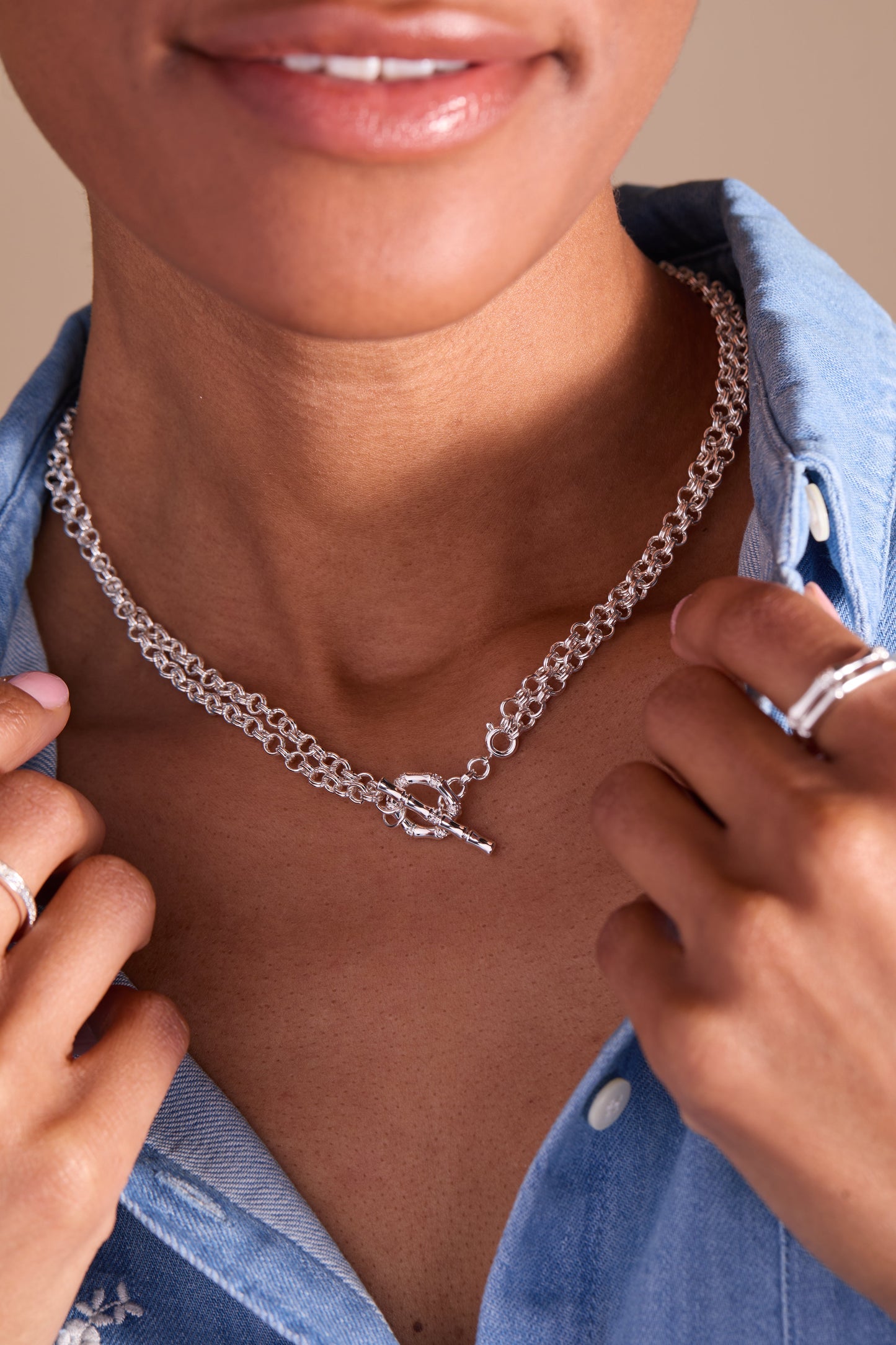 Bamboo Convertible Necklace or Bracelet Silver