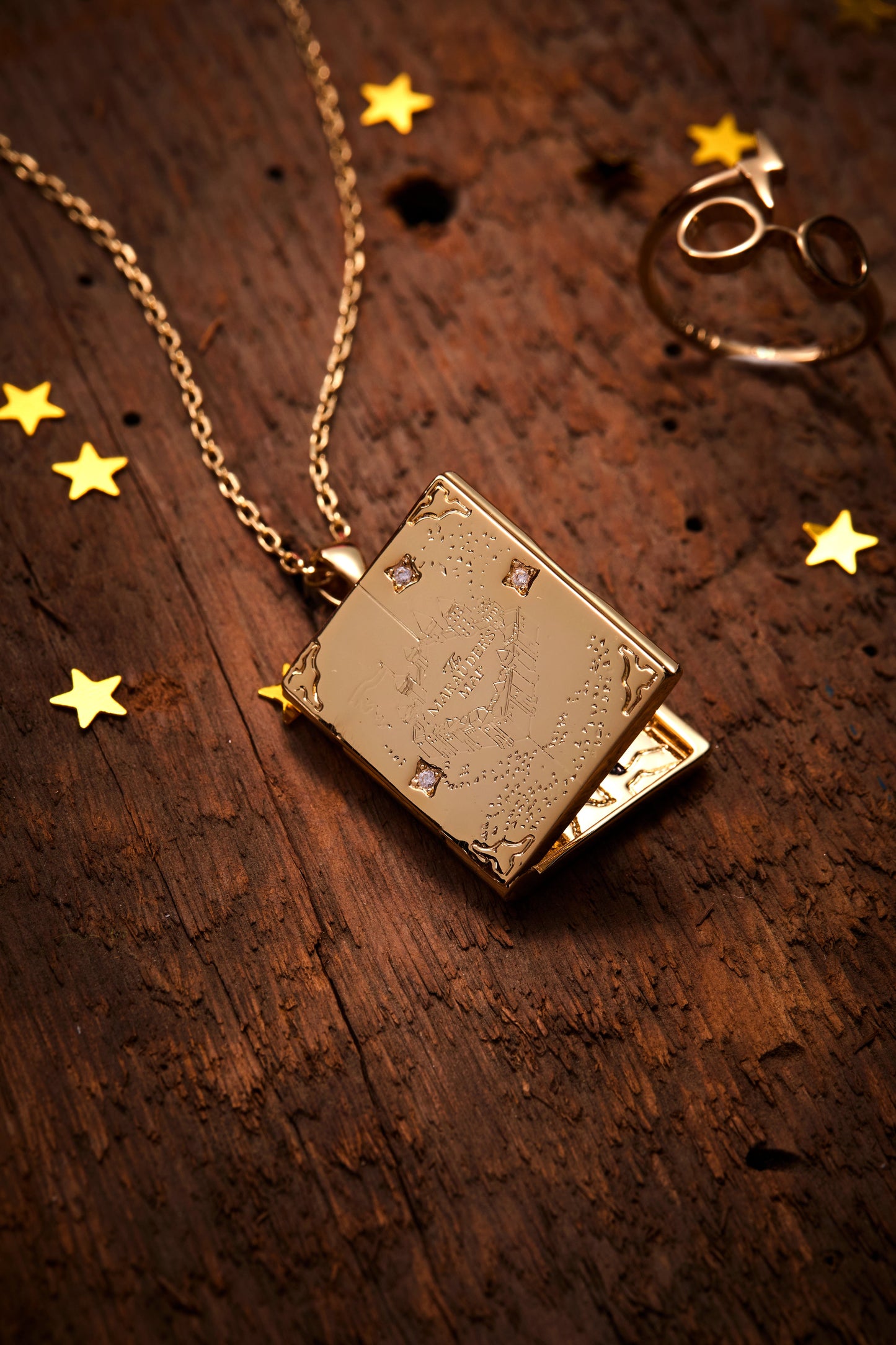 Harry Potter™ Mischief Managed Locket Necklace Gold