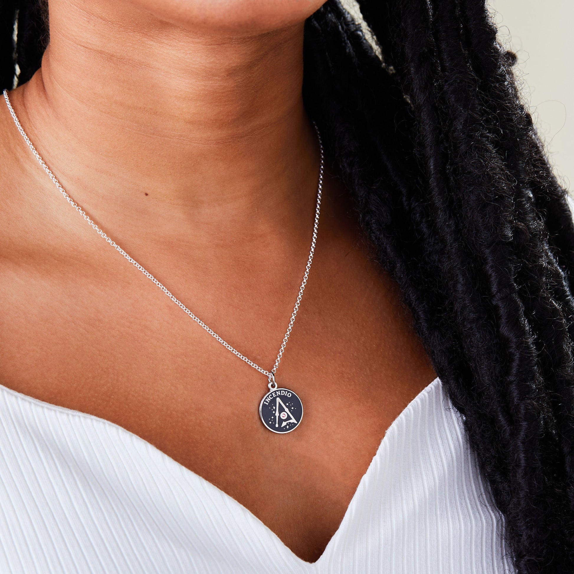 Harry Potter™ 'Incendio' Necklace, Adjustable Shiny Silver