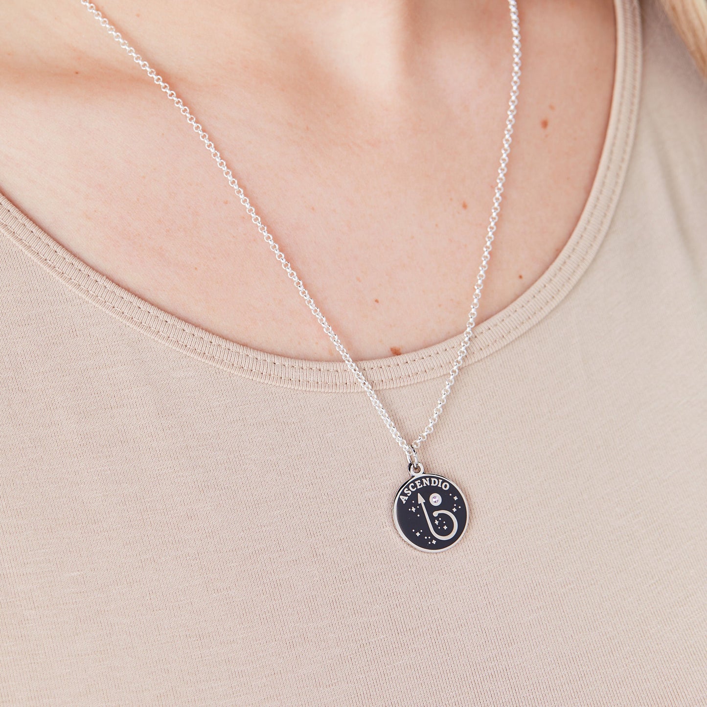 Harry Potter™ 'Ascendio' Necklace, Adjustable Shiny Silver