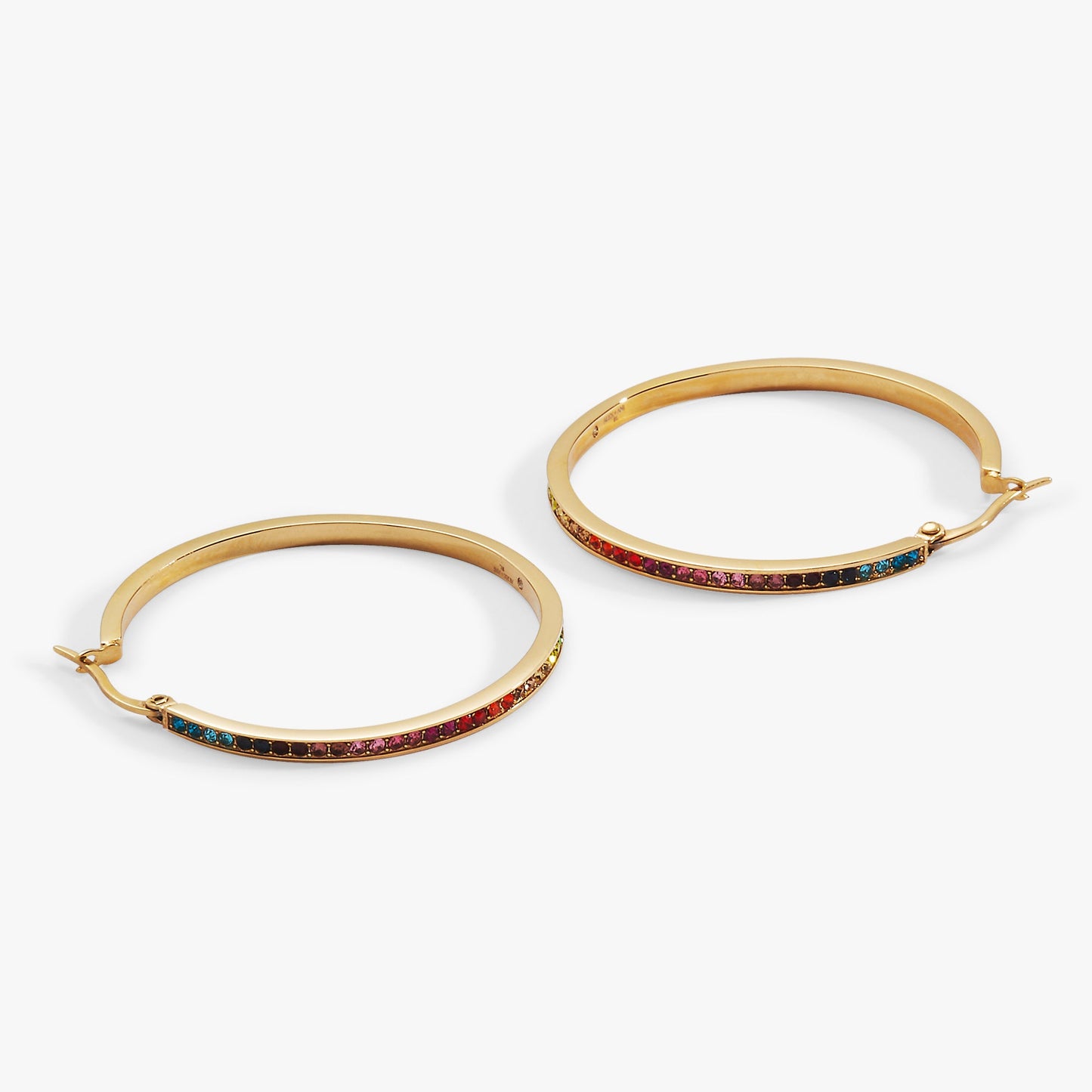 Rainbow Ombre Pave Hoop Stainless Steel Gold
