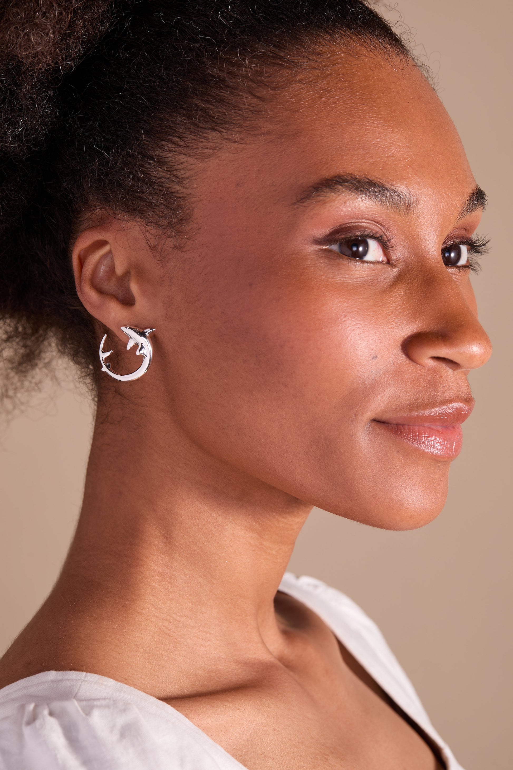 Shark Hoop Earring Silver