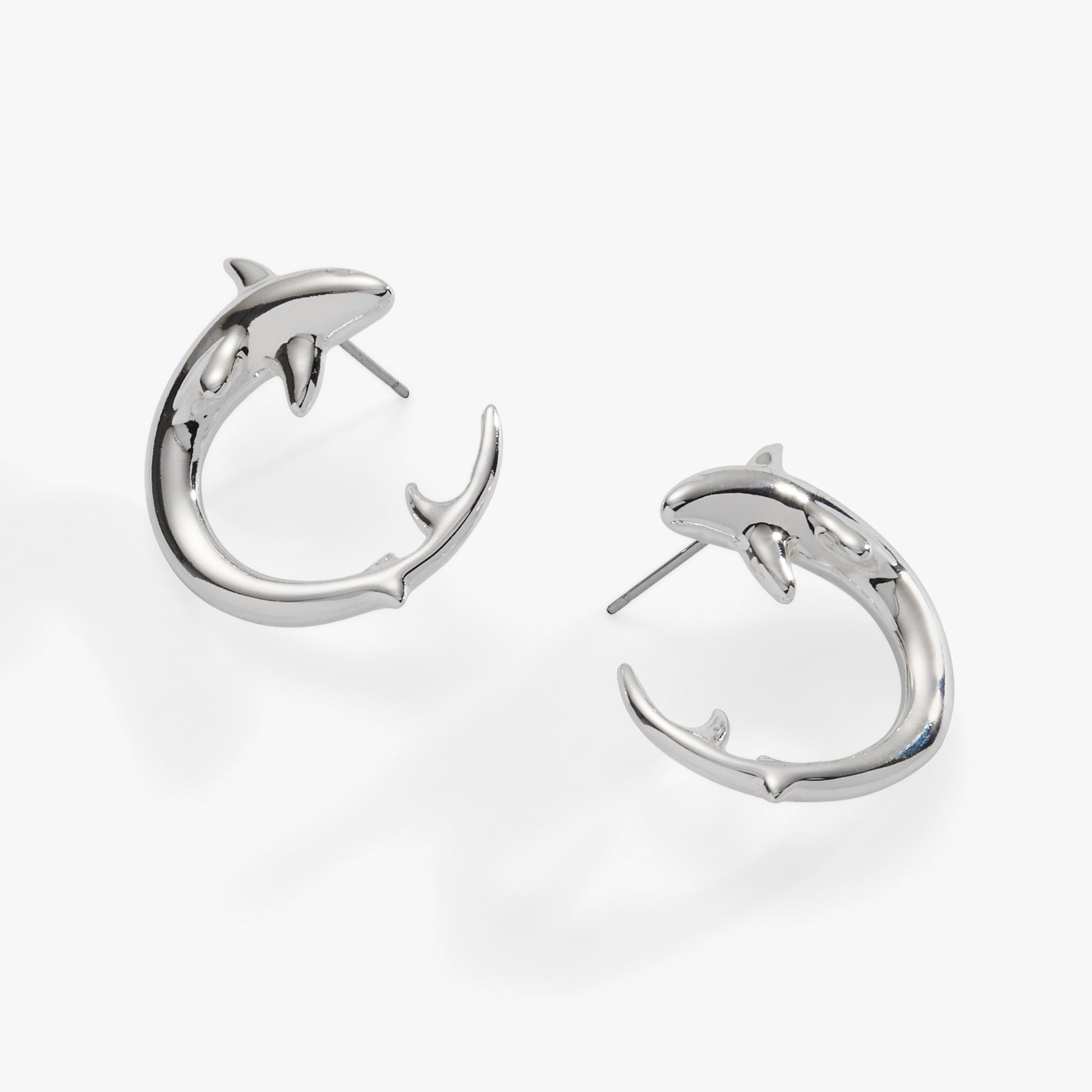 Shark Hoop Earring Silver