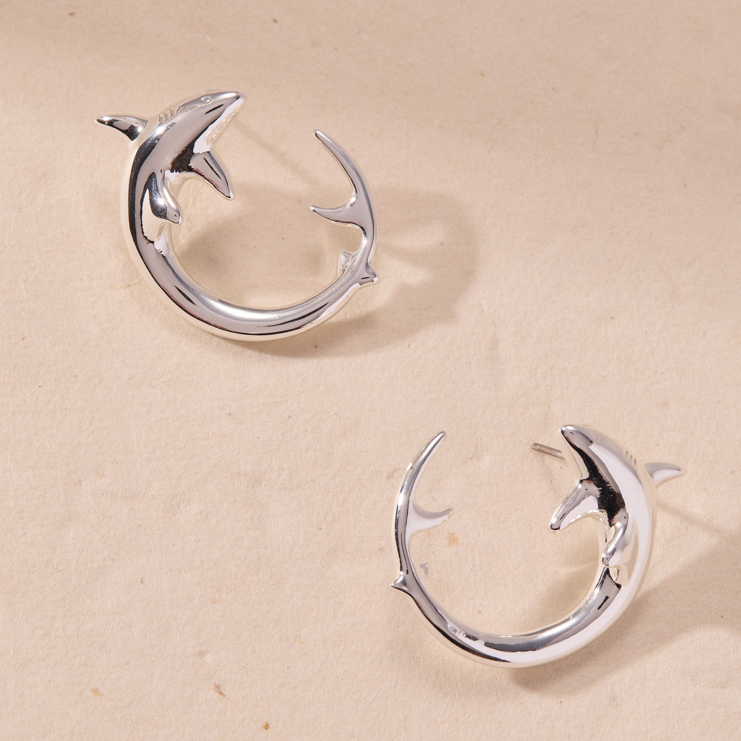 Shark Hoop Earring Silver