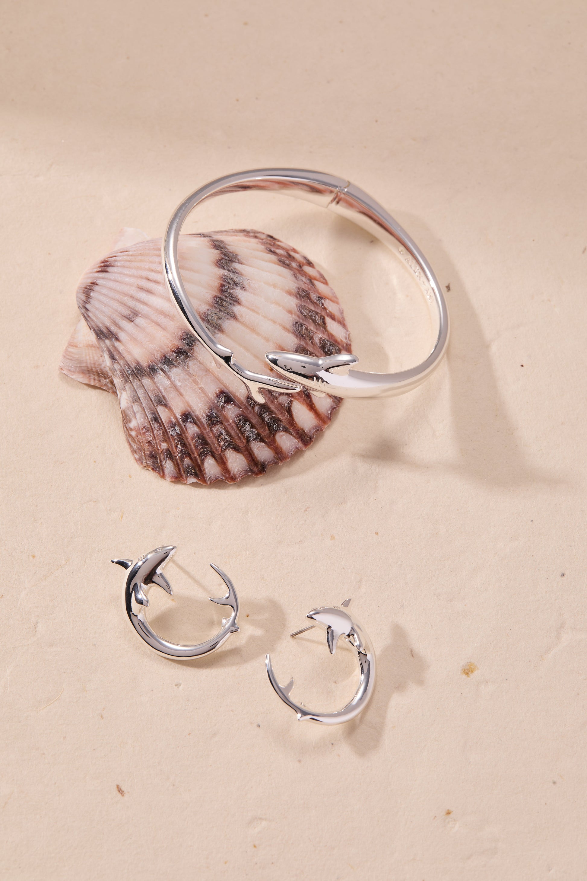 Shark Hoop Earring Silver