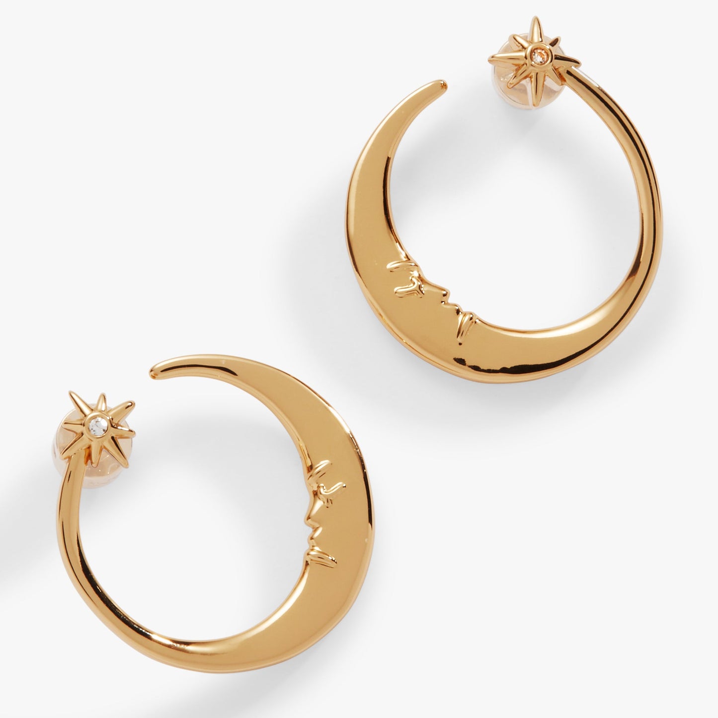 Crecent Moon Hoop Earrings Gold