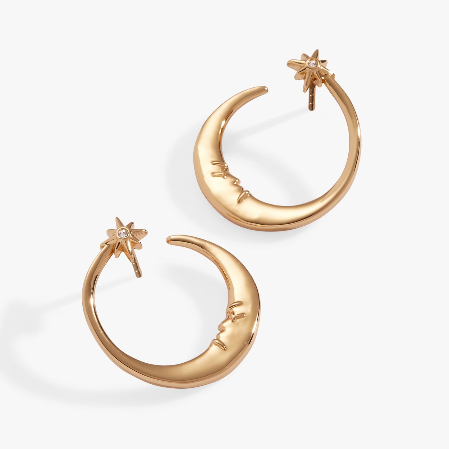 Crecent Moon Hoop Earrings Gold