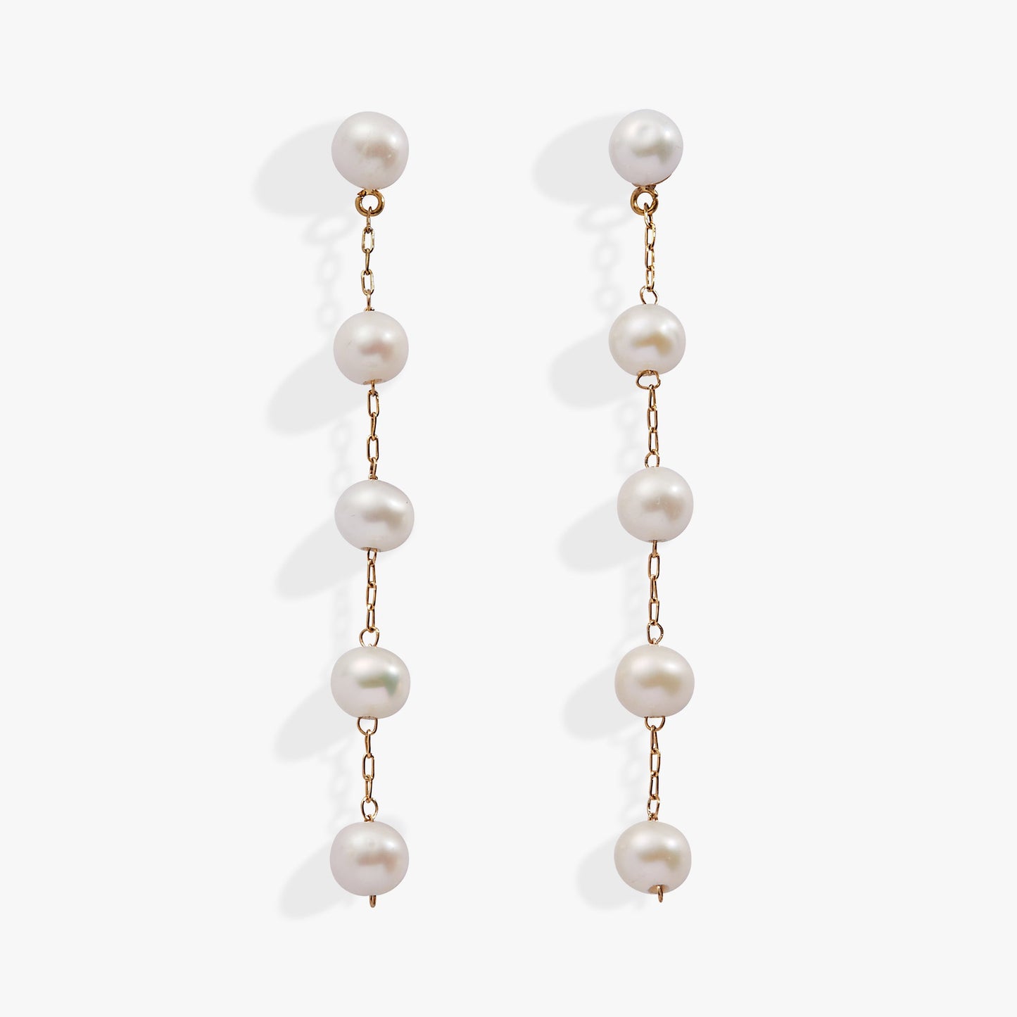 Freshwater Pearl Drop Earrings Stainless Steel Gold