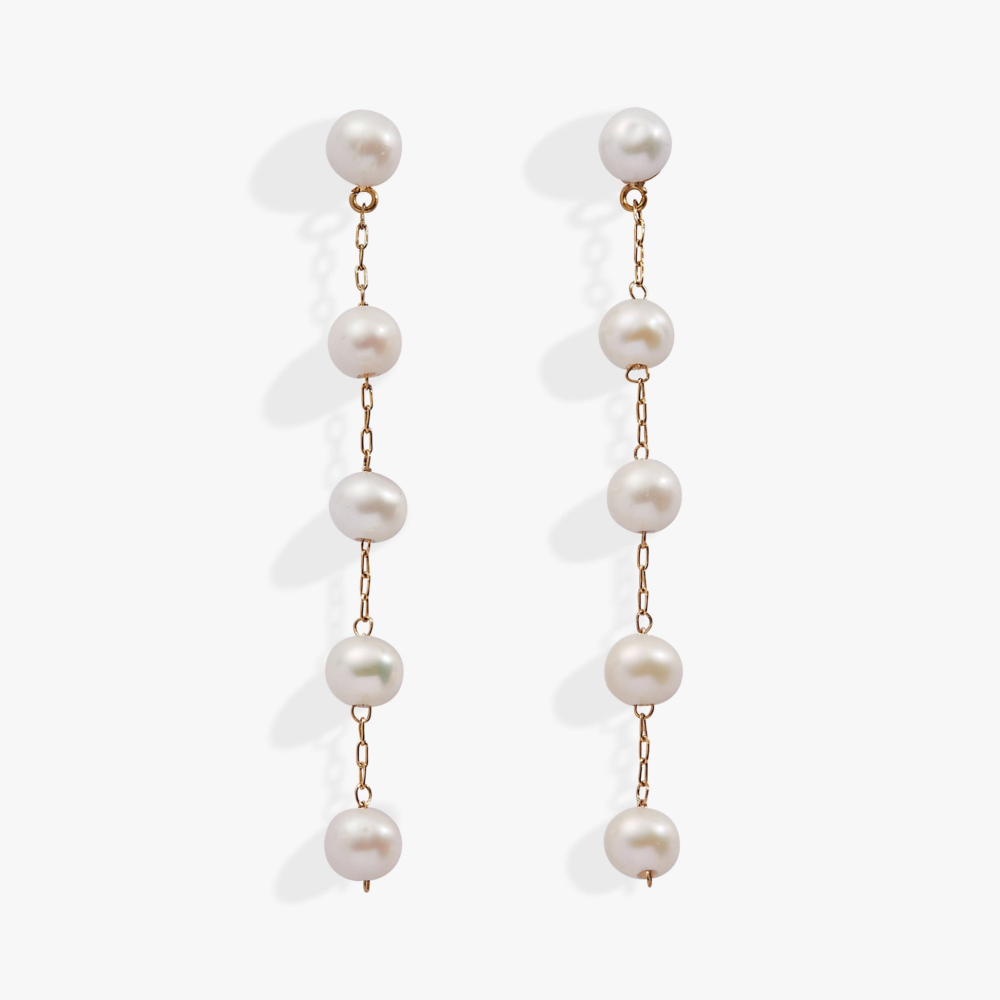 Freshwater Pearl Drop Earrings Stainless Steel Gold