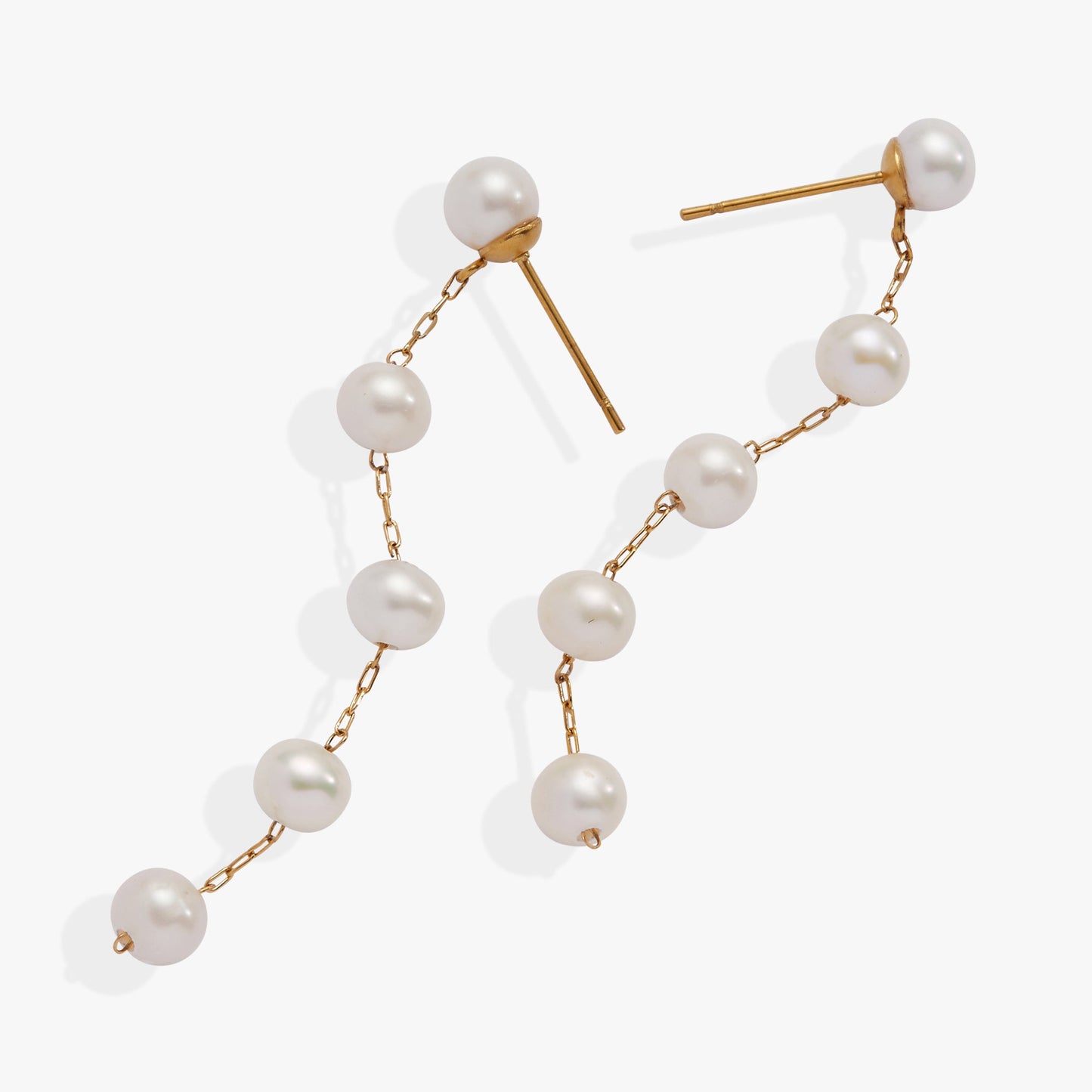 Freshwater Pearl Drop Earrings Stainless Steel Gold