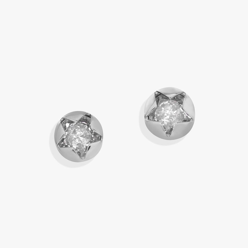 Crystal Star Mini Stud Earrings Stainless Steel Silver
