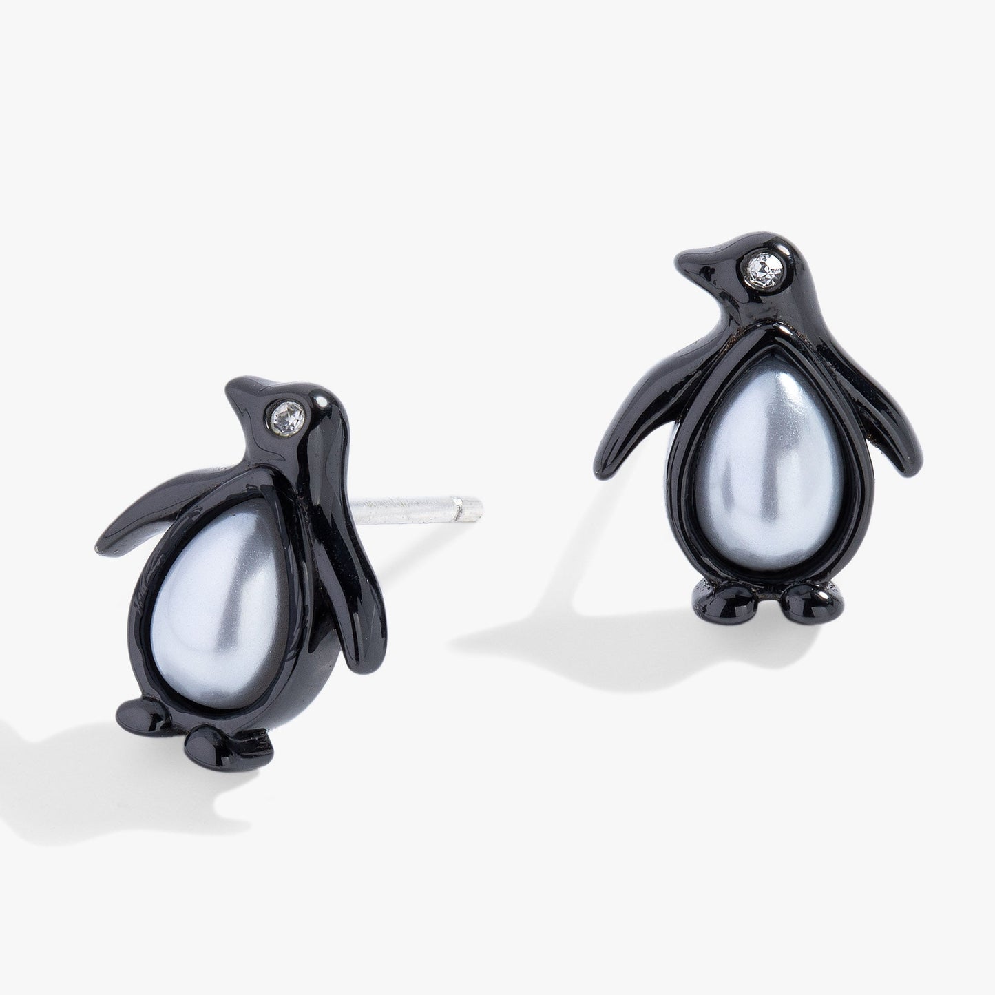 Penguin Stud Earrings Two Tone