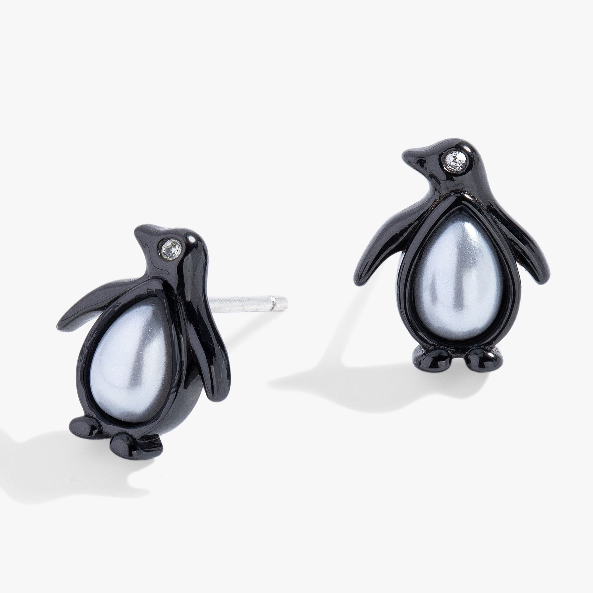 Penguin Stud Earrings Two Tone