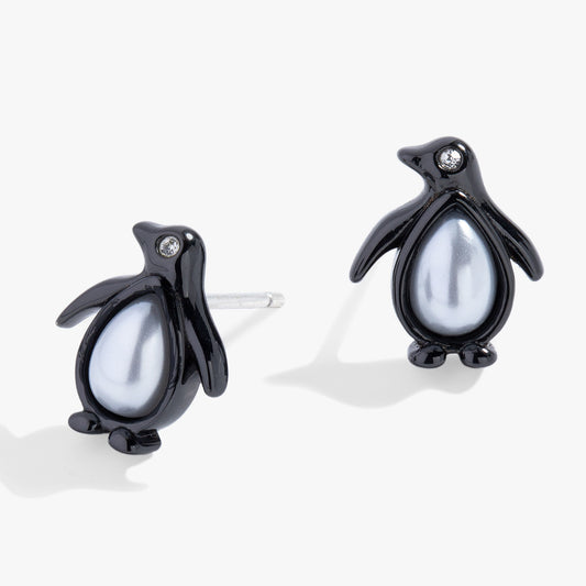 Penguin Stud Earrings Two Tone