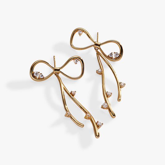 Coquette Bow Earrings Shiny Gold
